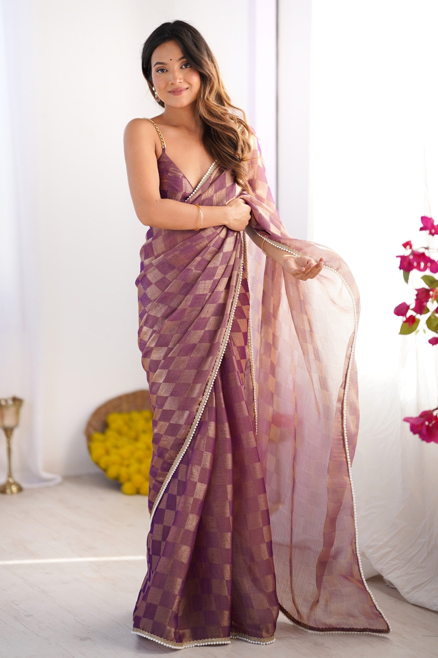 Buy MySilkLove Han purple Chiffon Partywear Saree Online