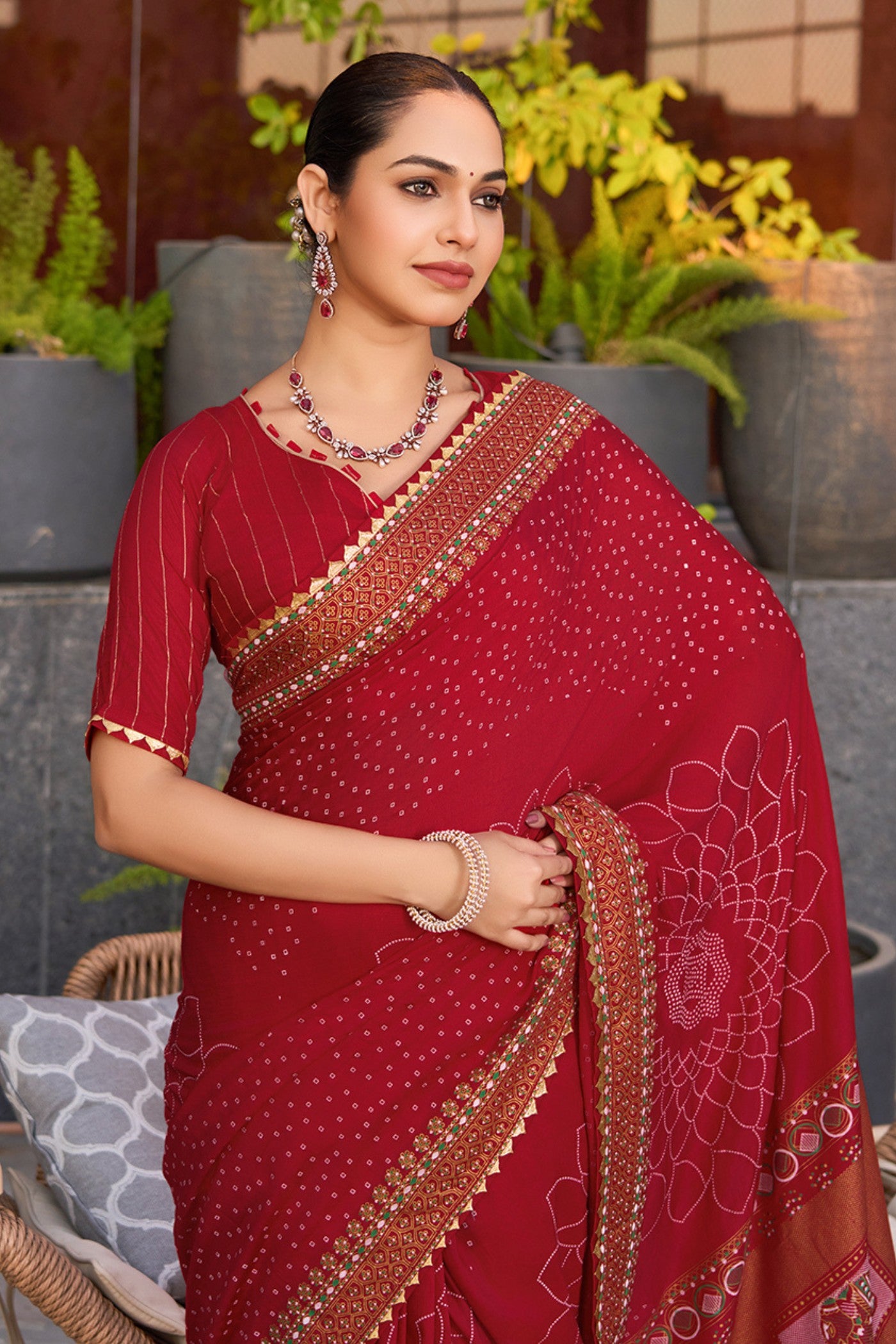 Buy MySilkLove Imperial Red Printed Cotton Saree Online