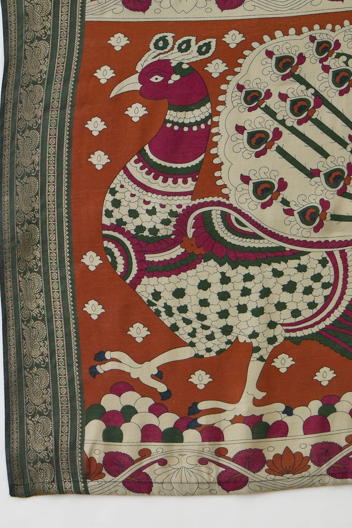 Buy MySilkLove Dark Tan Maroon Printed Cotton Saree Online