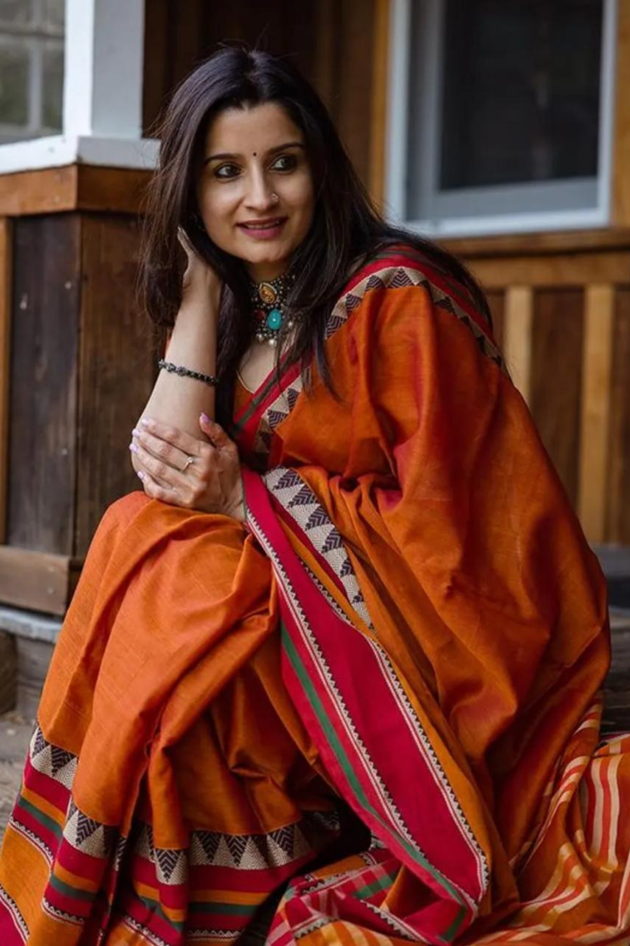 Buy MySilkLove Light Flamingo Orange Shantipuri Bengal Cotton Saree Online