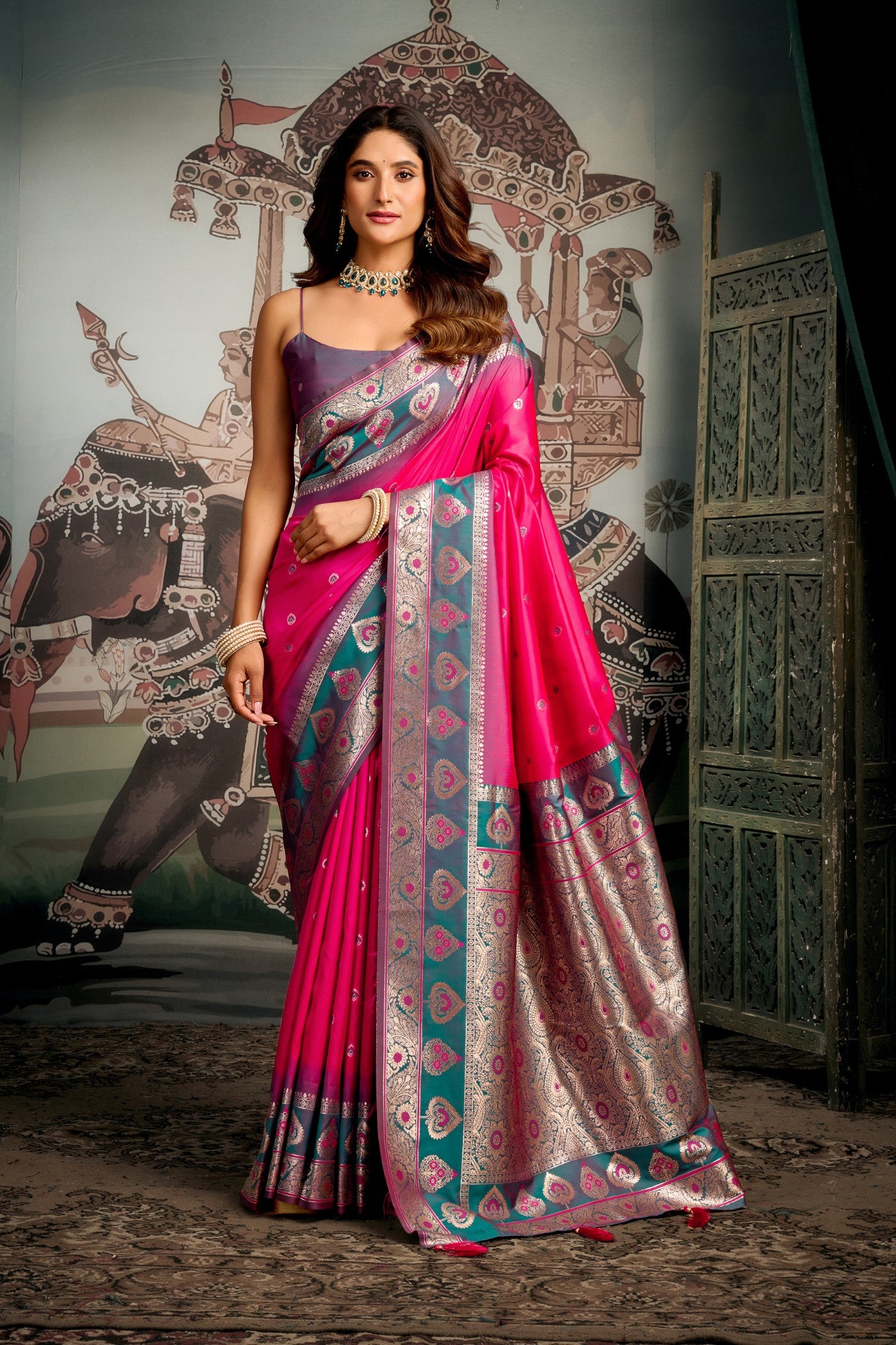 Buy MySilkLove Mauvelous Pink Banarasi Soft Silk Saree Online