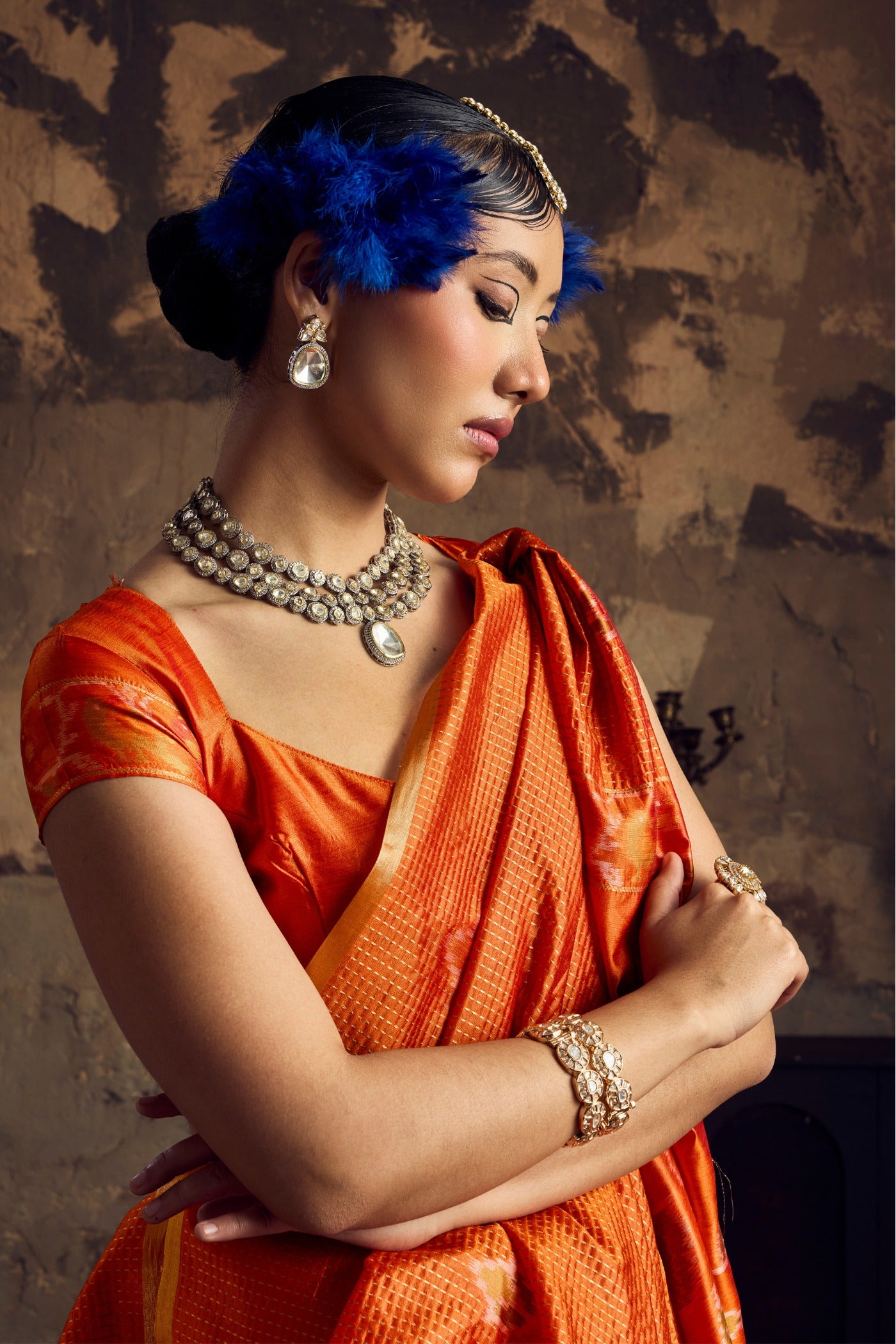 Buy MySilkLove Carrot Orange Banarasi Handloom Saree Online