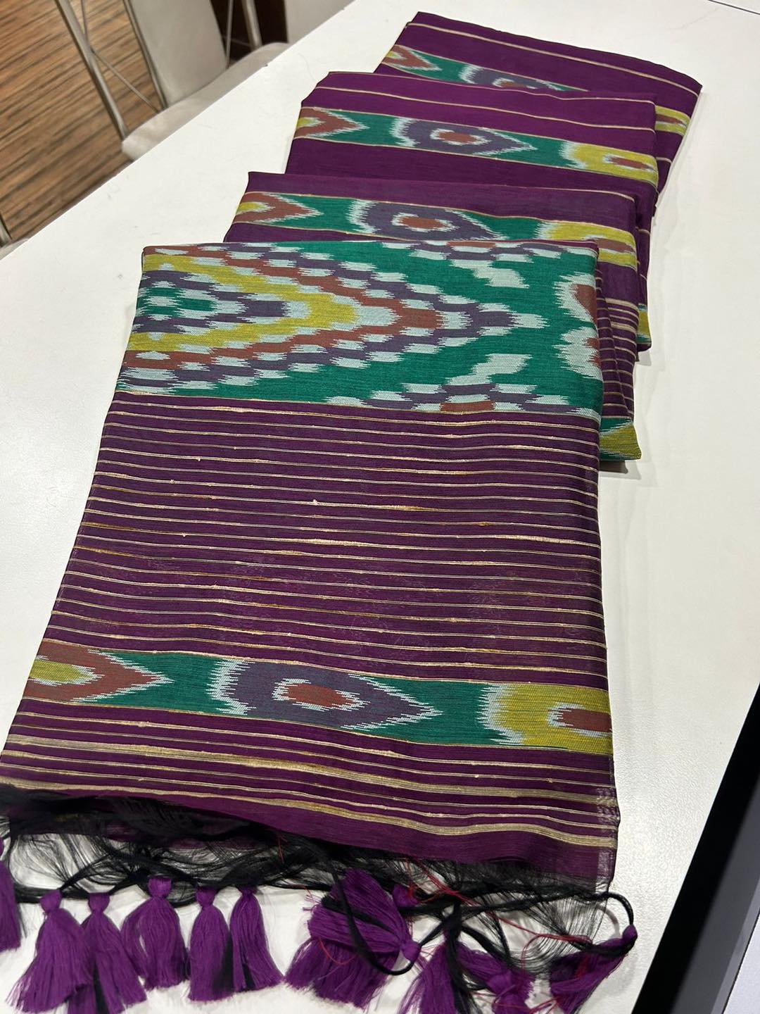 Buy MySilkLove Berry Purple Soft Ikkat Cotton Woven Saree Online