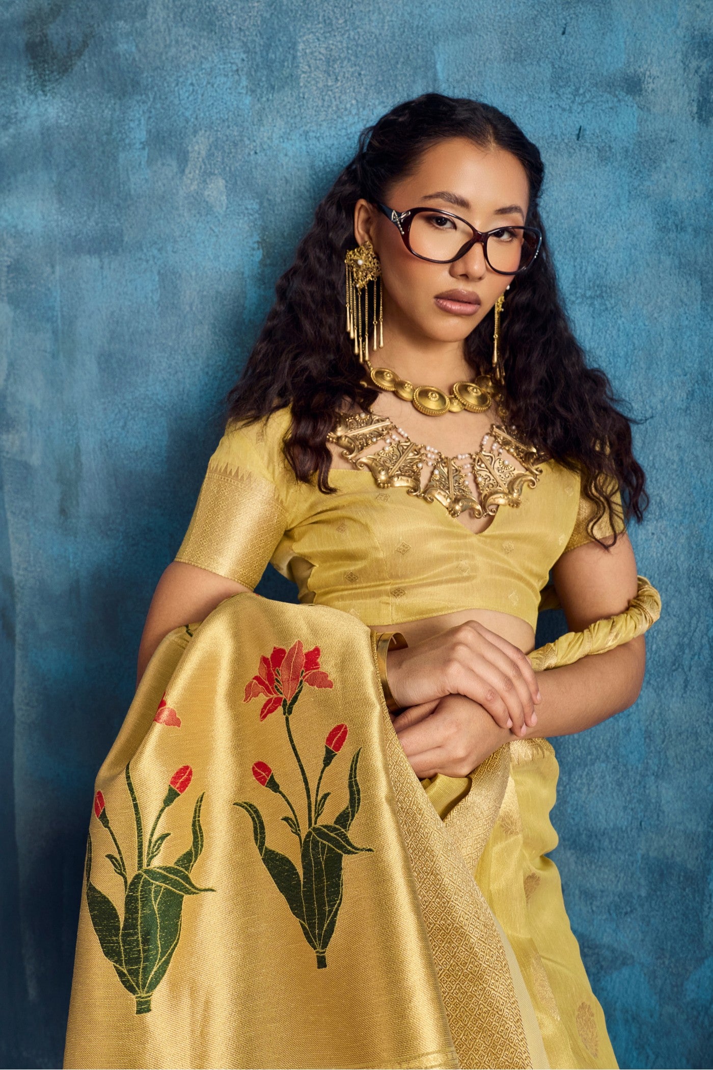 Buy MySilkLove Banana Yellow Zari Woven Tissue Paithani Saree Online