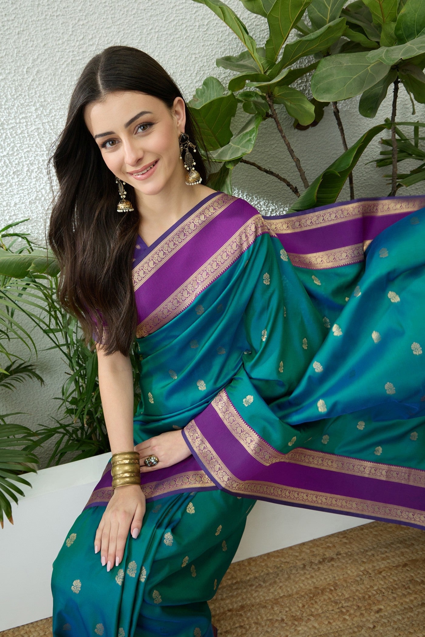 MySilkLove Peacock Blue Banarasi Woven Soft Silk Saree