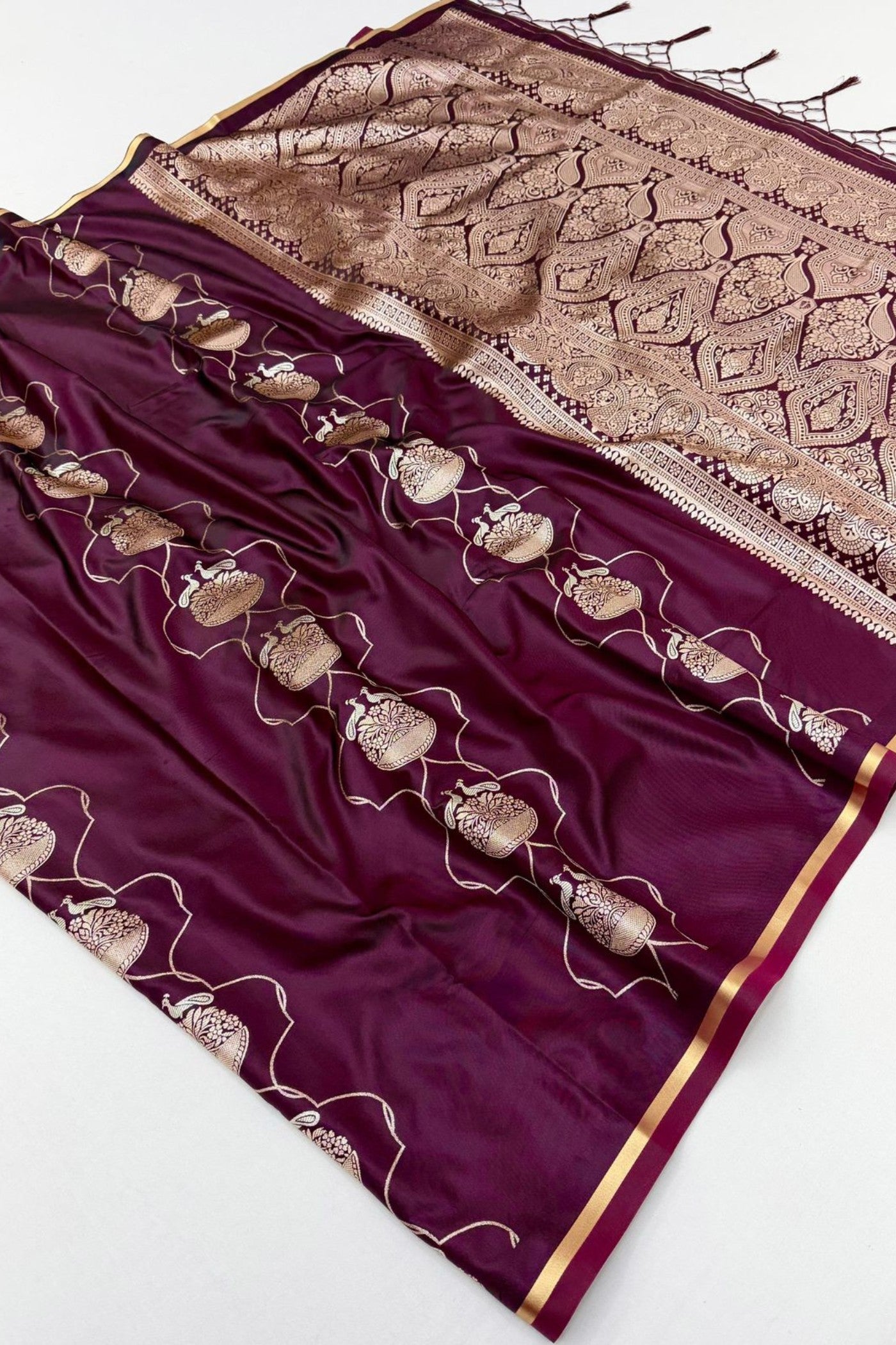 Buy MySilkLove Royal Blue Handloom Satin Silk Saree Online