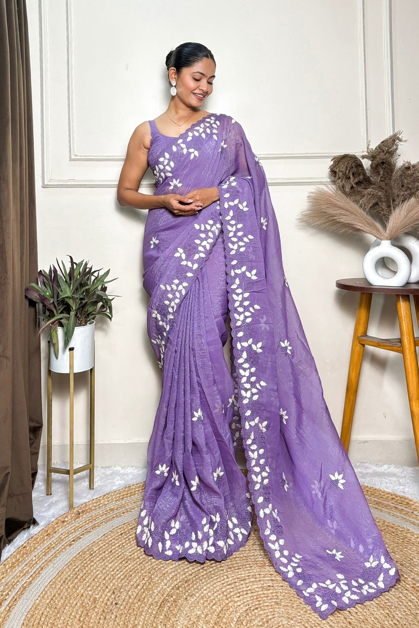 Buy MySilkLove Falcon Purple Embroidery Partywear Saree Online