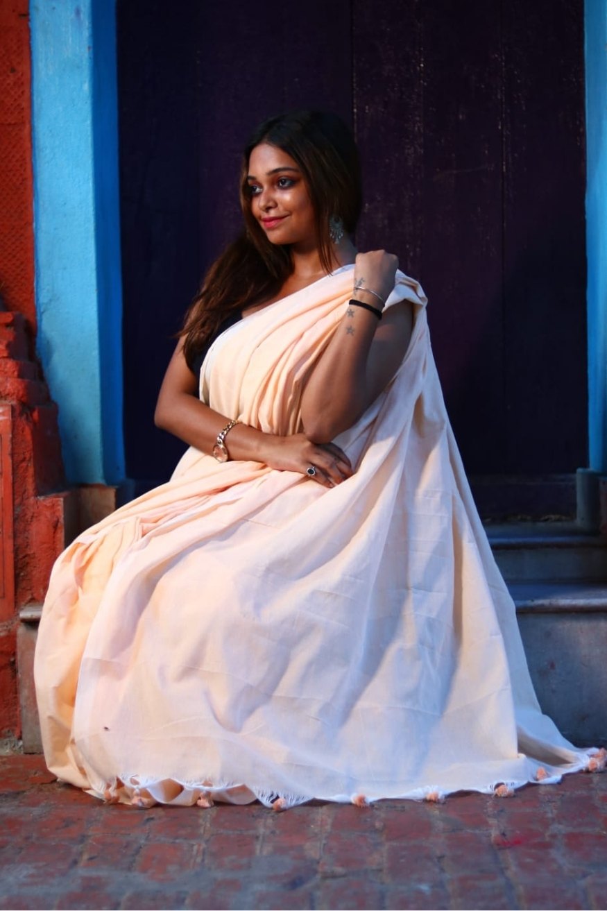 Buy MySilkLove Paper White Mul Cotton Saree Online