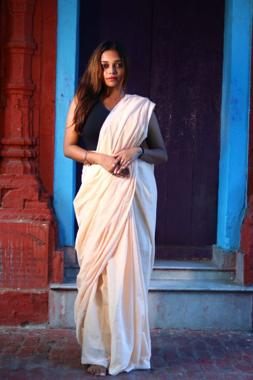 Buy MySilkLove Paper White Mul Cotton Saree Online