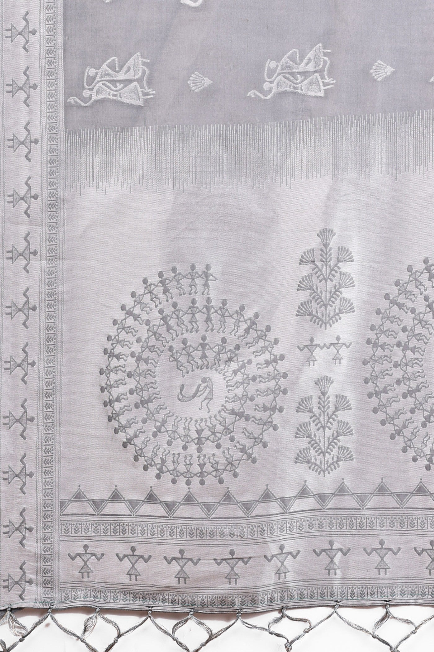 Buy MySilkLove Coral Grey Woven Linen Cotton Saree Online