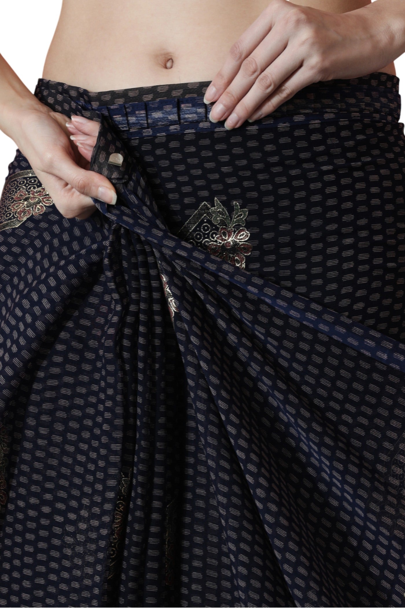 Buy MySilkLove Tuna Black Marbel Chiffon Ready To Wear Saree Online