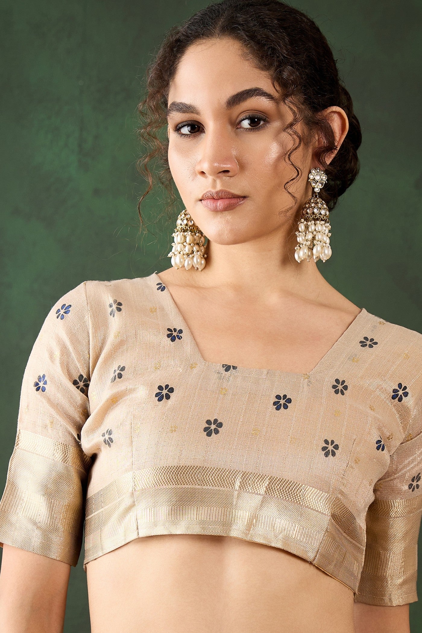 Buy MySilkLove Vanila Cream Woven Organza Saree Online