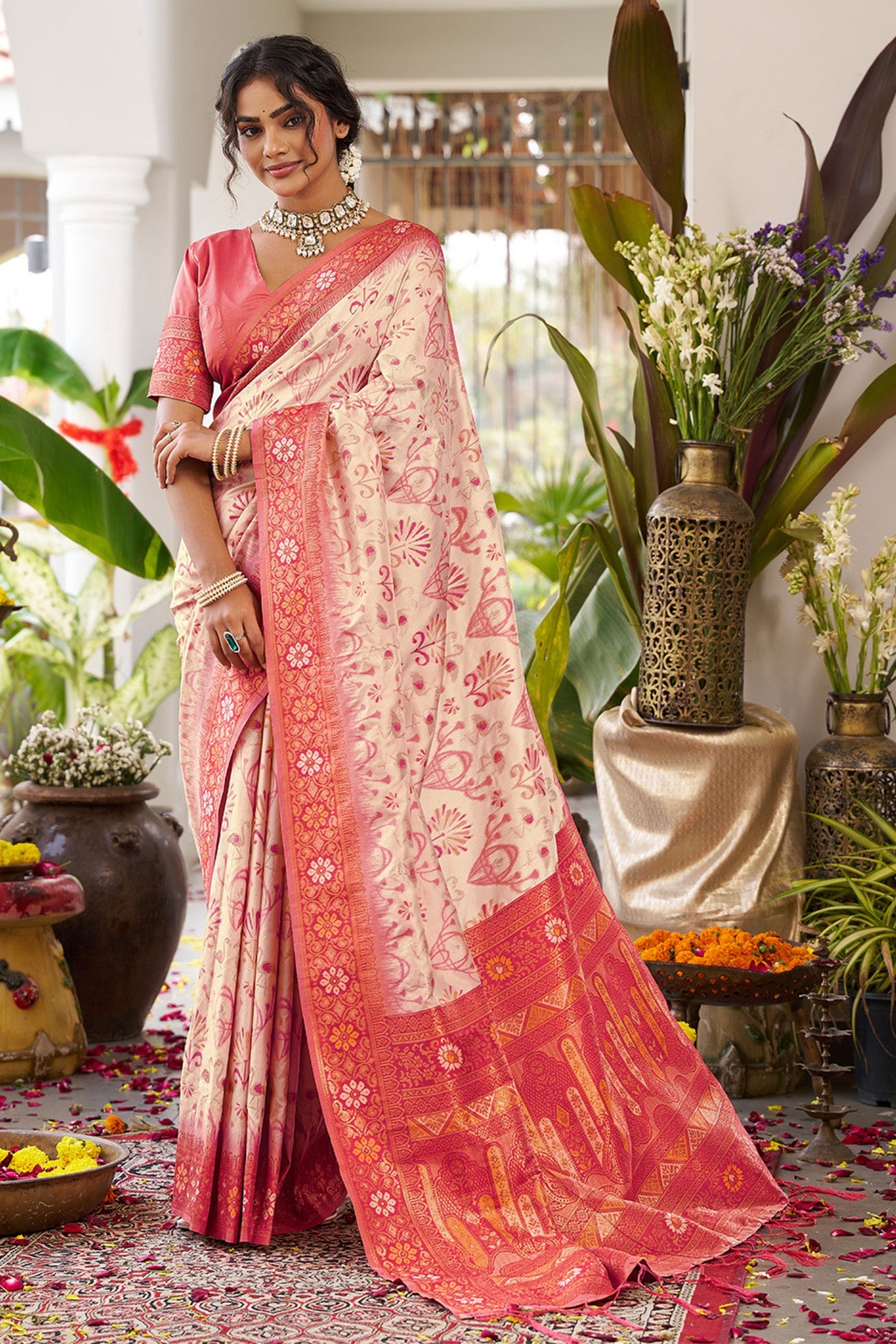 Buy MySilkLove Fawn Beige Banarasi Woven Soft Silk Saree Online