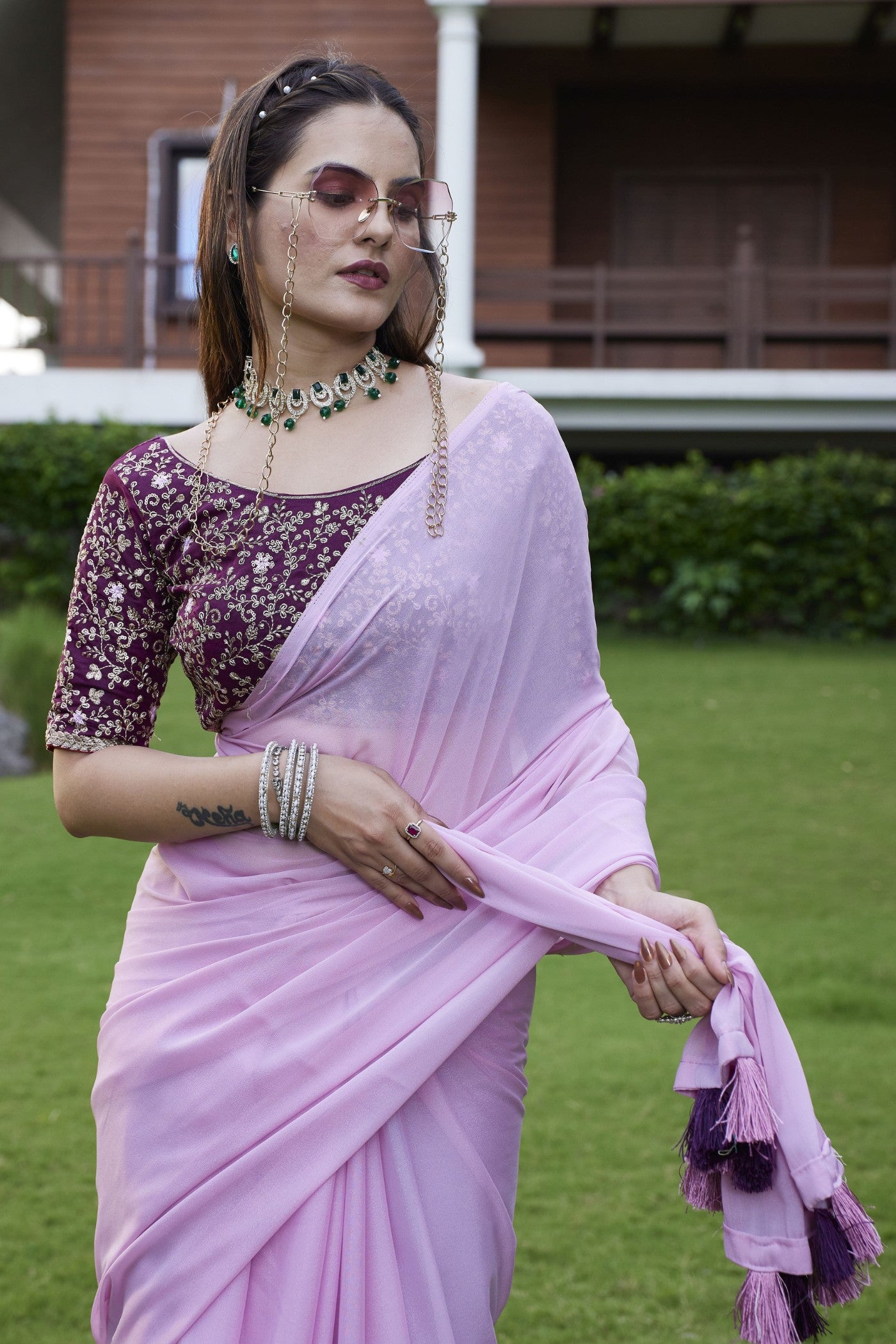 Buy MySilkLove Blossom Pink Georgette Saree Online