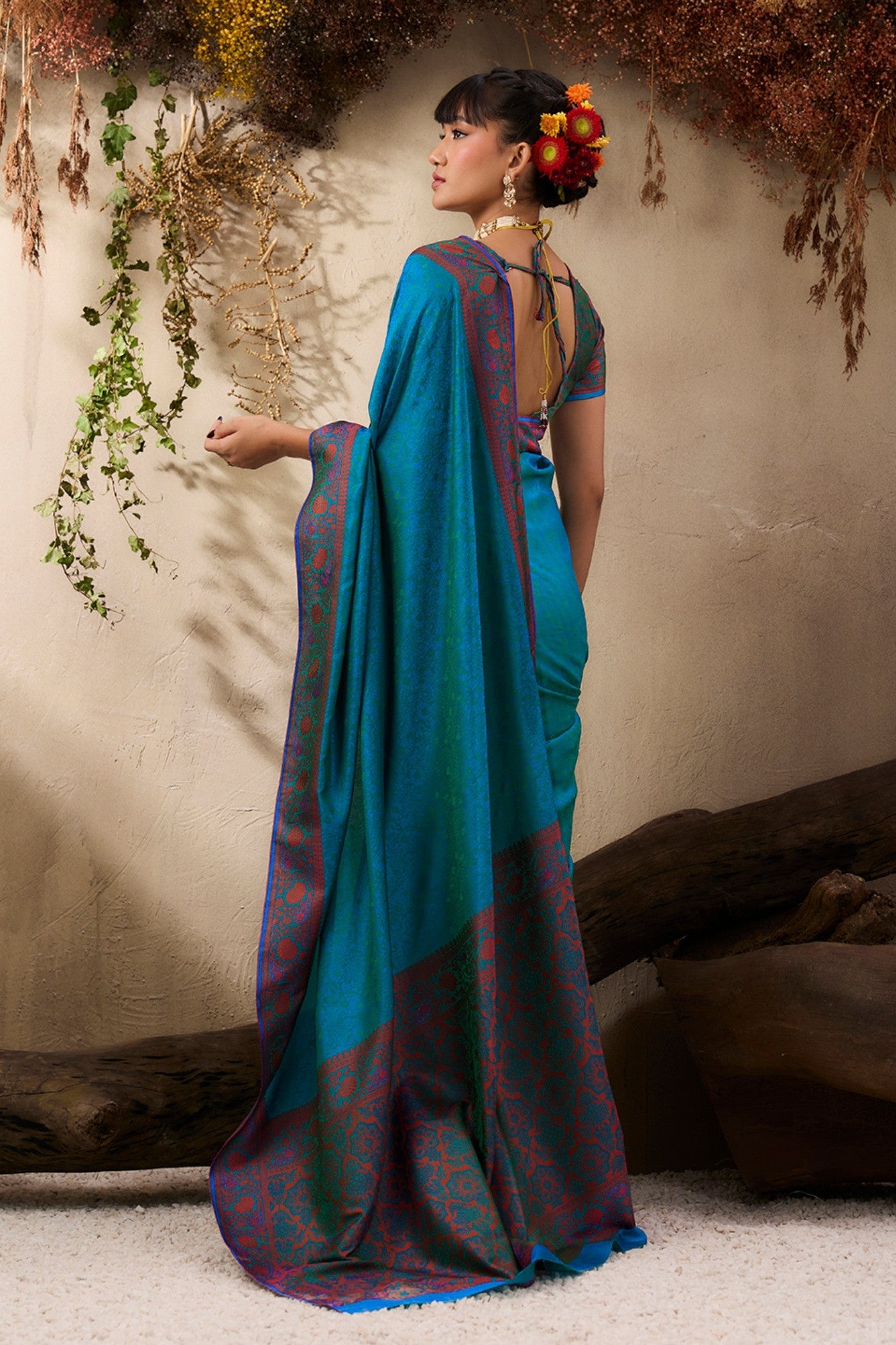 Buy MySilkLove Chill Blue Woven Tanchoi Kanjivaram Saree Online