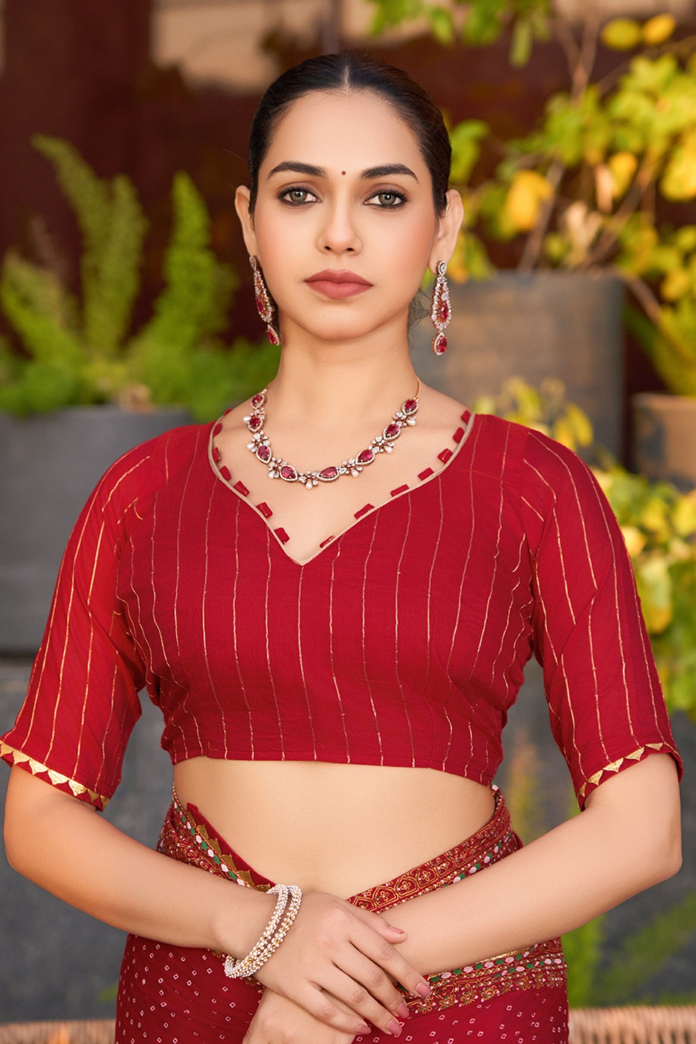 Buy MySilkLove Imperial Red Printed Cotton Saree Online