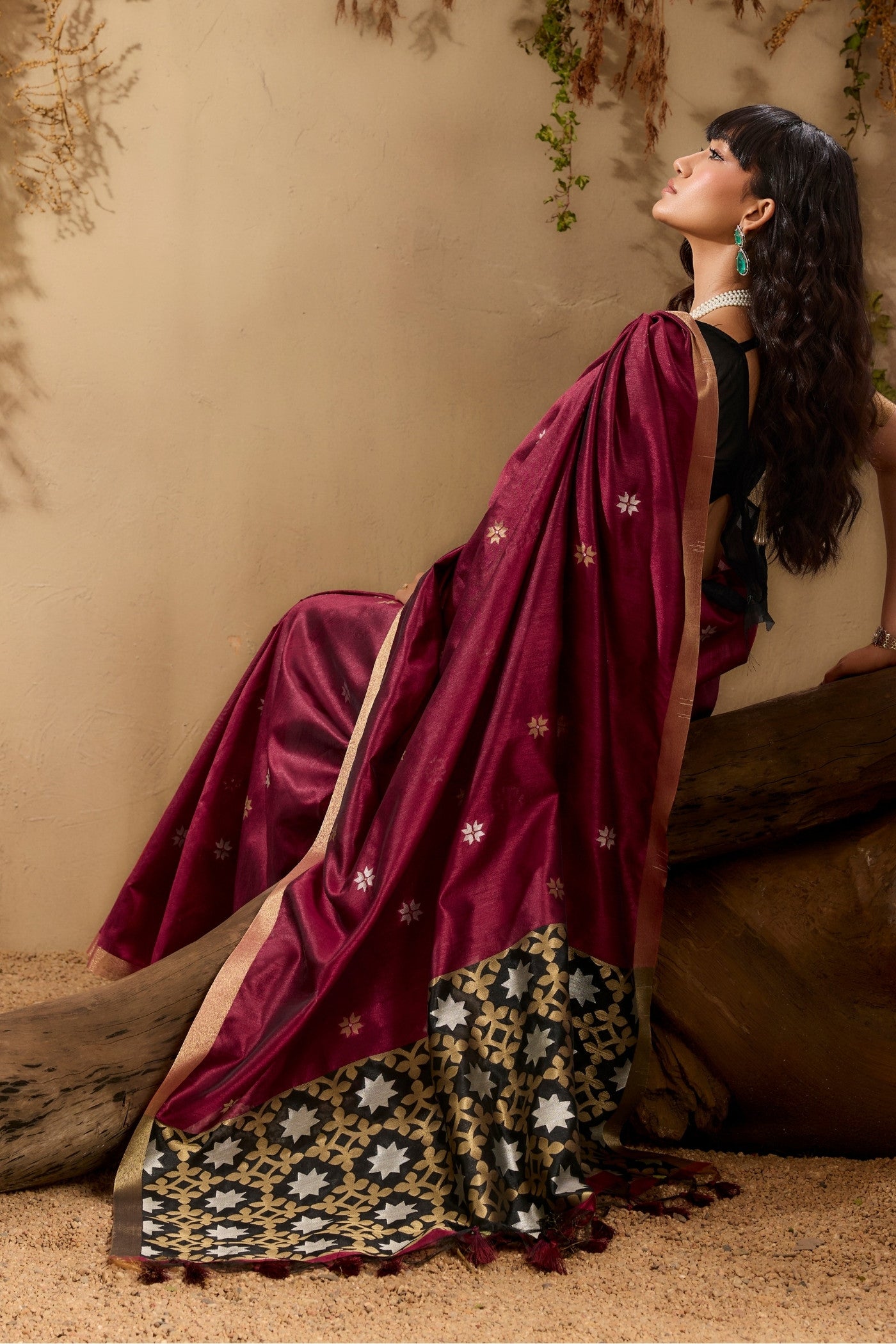 Buy MySilkLove Mahogany Red Tussar Handloom Silk Saree Online