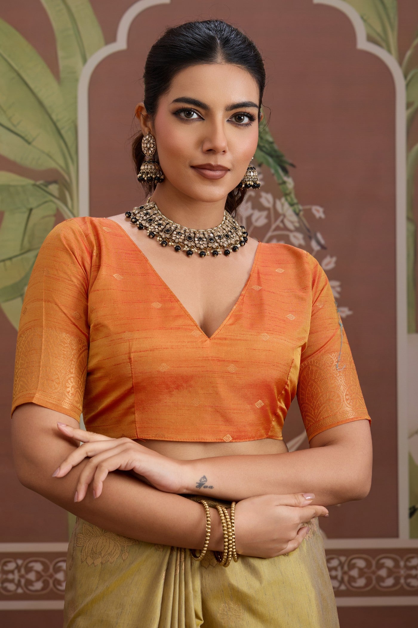 Buy MySilkLove Apple Green Banarasi Handloom Tussar Saree Online