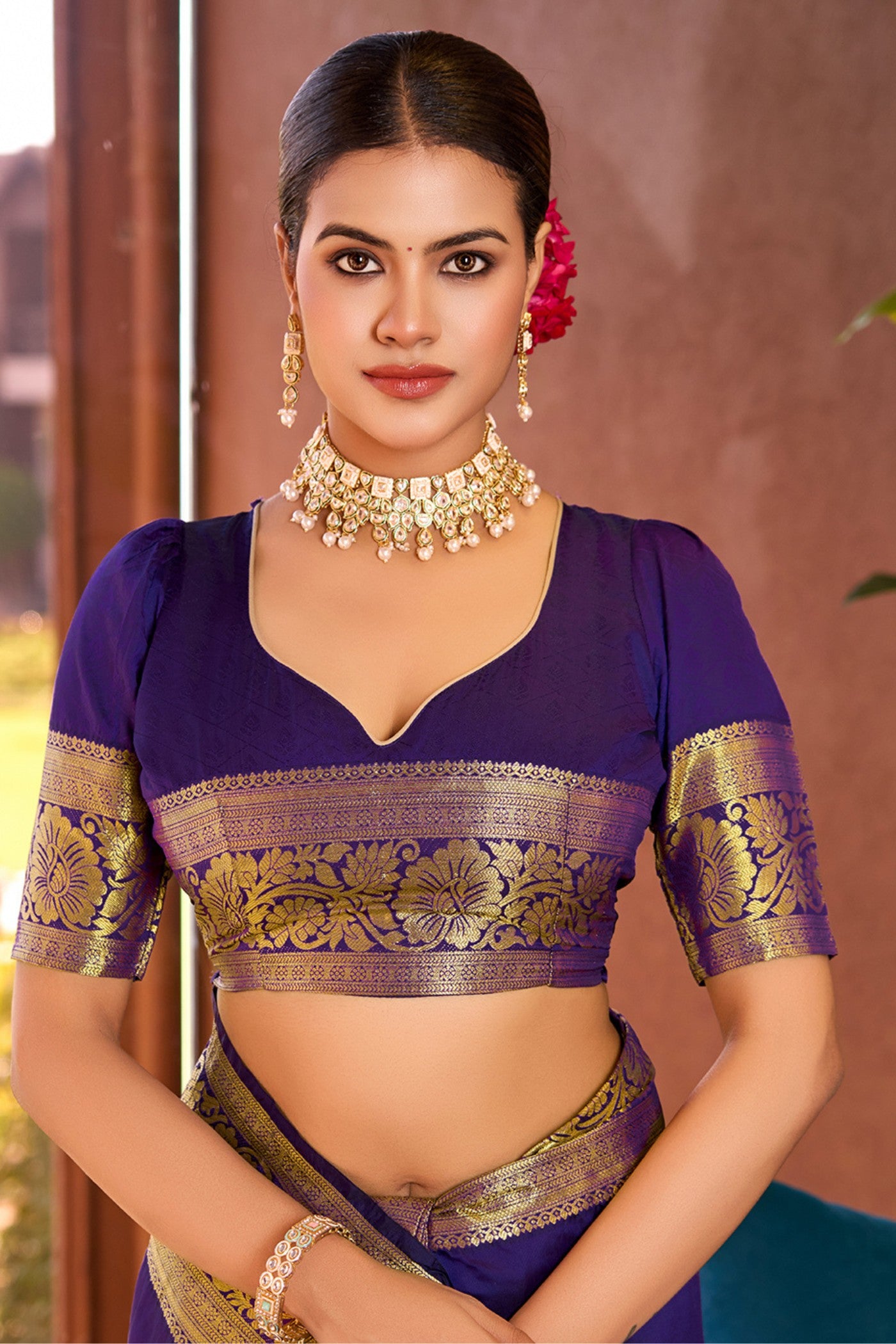 Buy MySilkLove Indigo Blue Woven Banarasi Saree Online