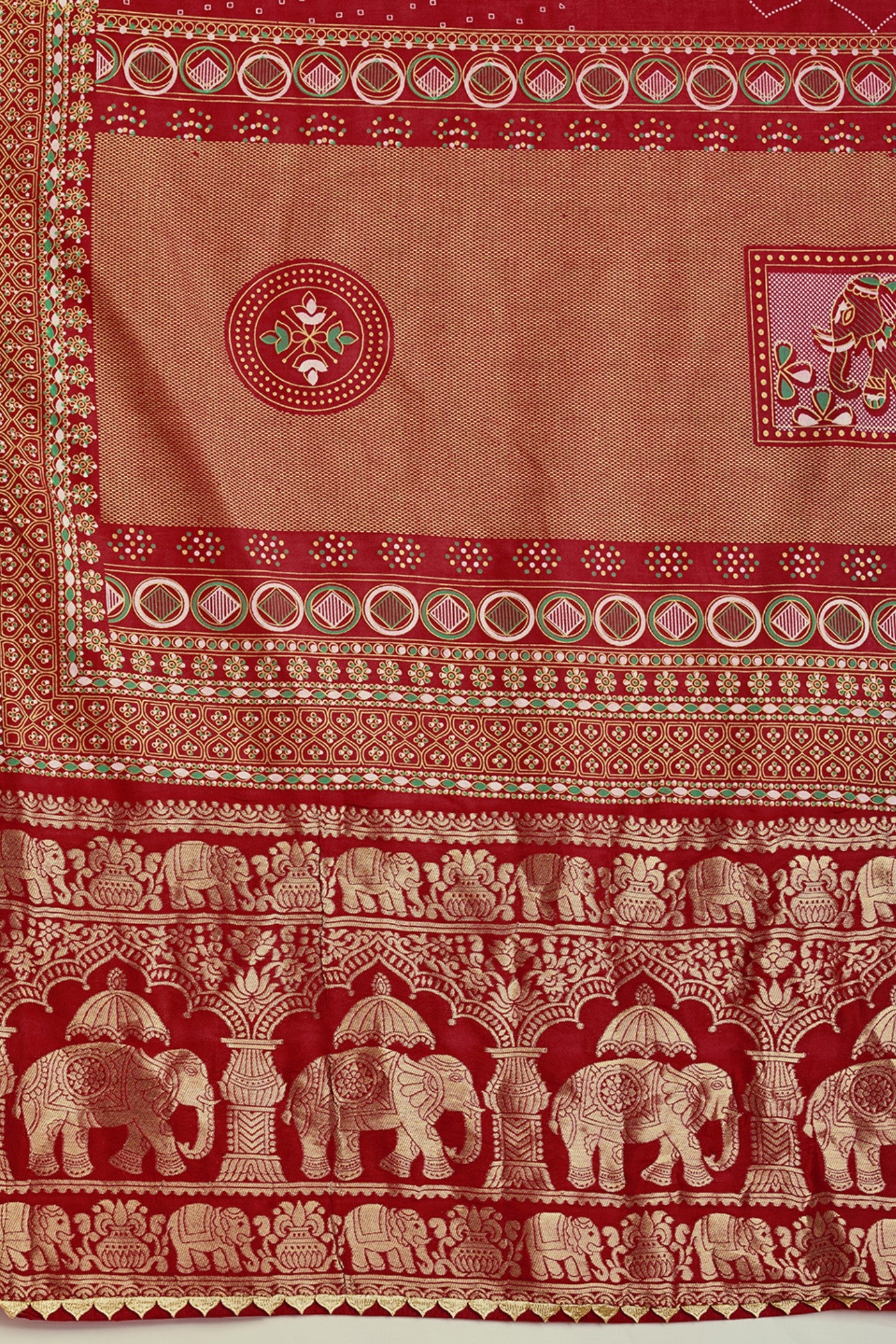 Buy MySilkLove Imperial Red Printed Cotton Saree Online