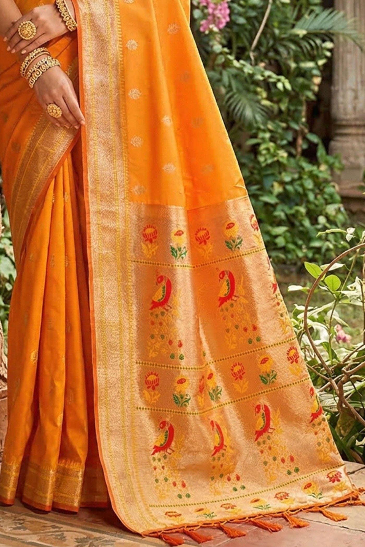 Buy MySilkLove Equator Yellow Zari Woven Paithani Saree Online