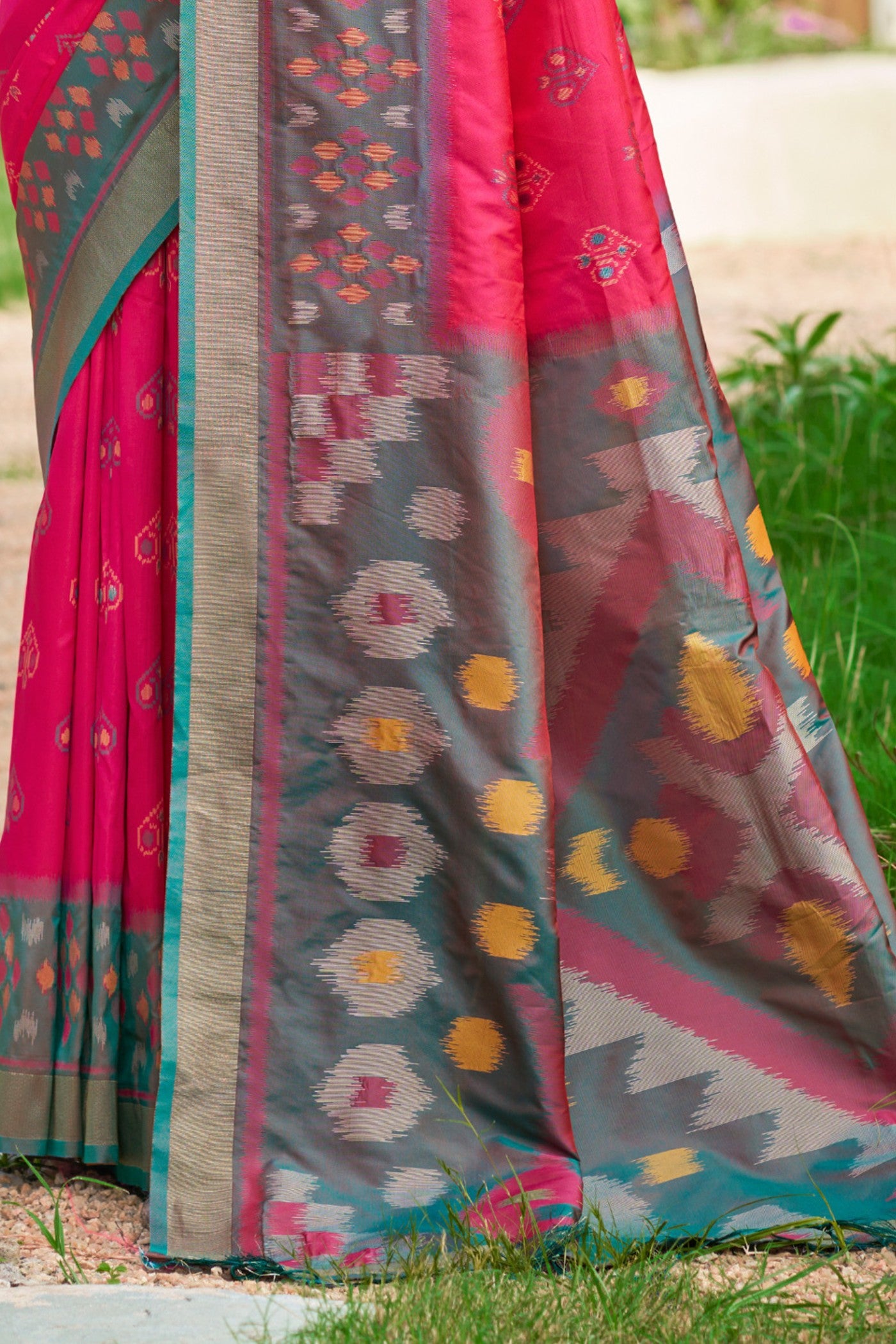 Buy MySilkLove Magenta Pink Ikkat Soft Silk Saree Online