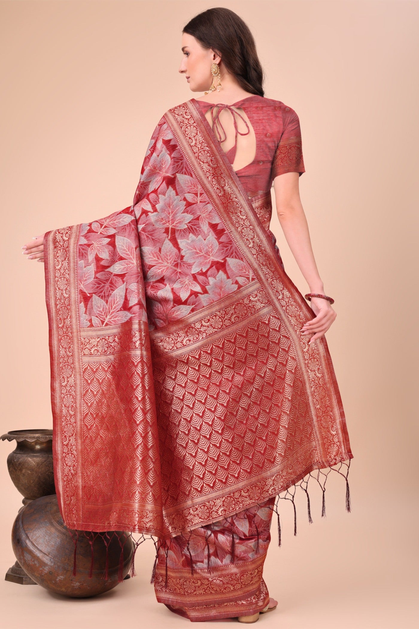 Buy MySilkLove Chilli Red Woven Cotton Saree Online