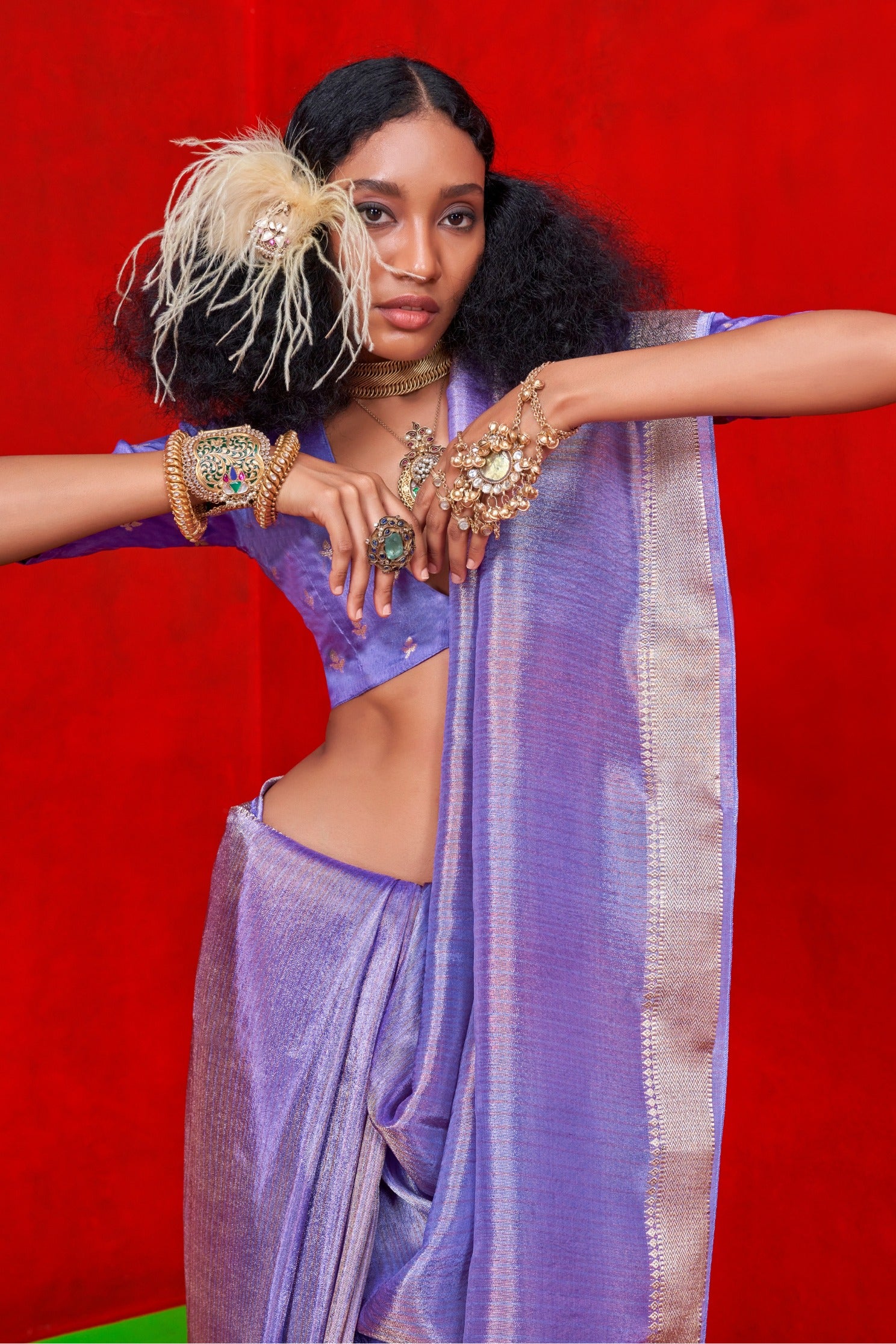 Buy MySilkLove Kimberly Purple Tissue Handloom Saree Online