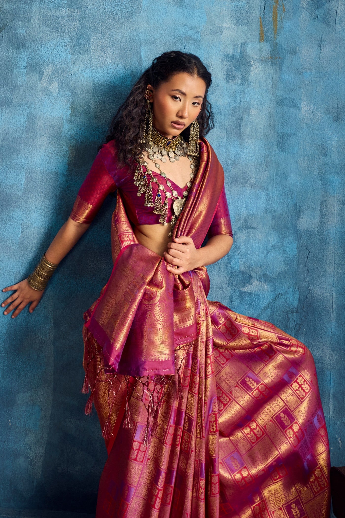 Buy MySilkLove Han Purple Kanjivaram Handloom Saree Online