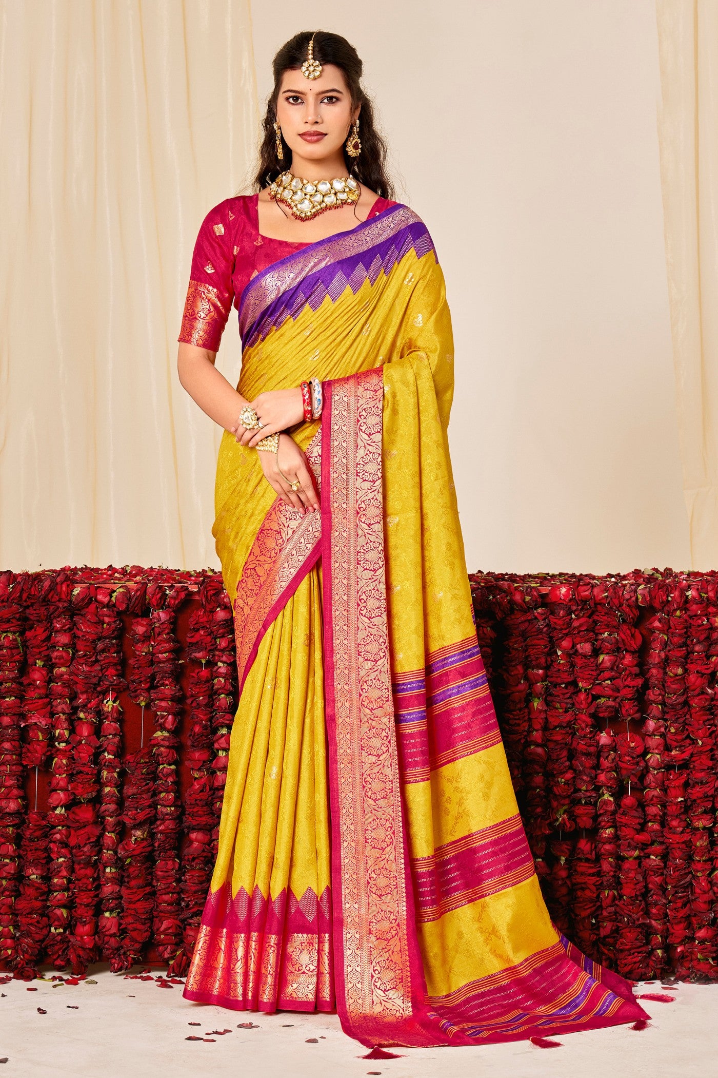 Buy MySilkLove Muddy Yellow Tussar Printed Silk Saree Online