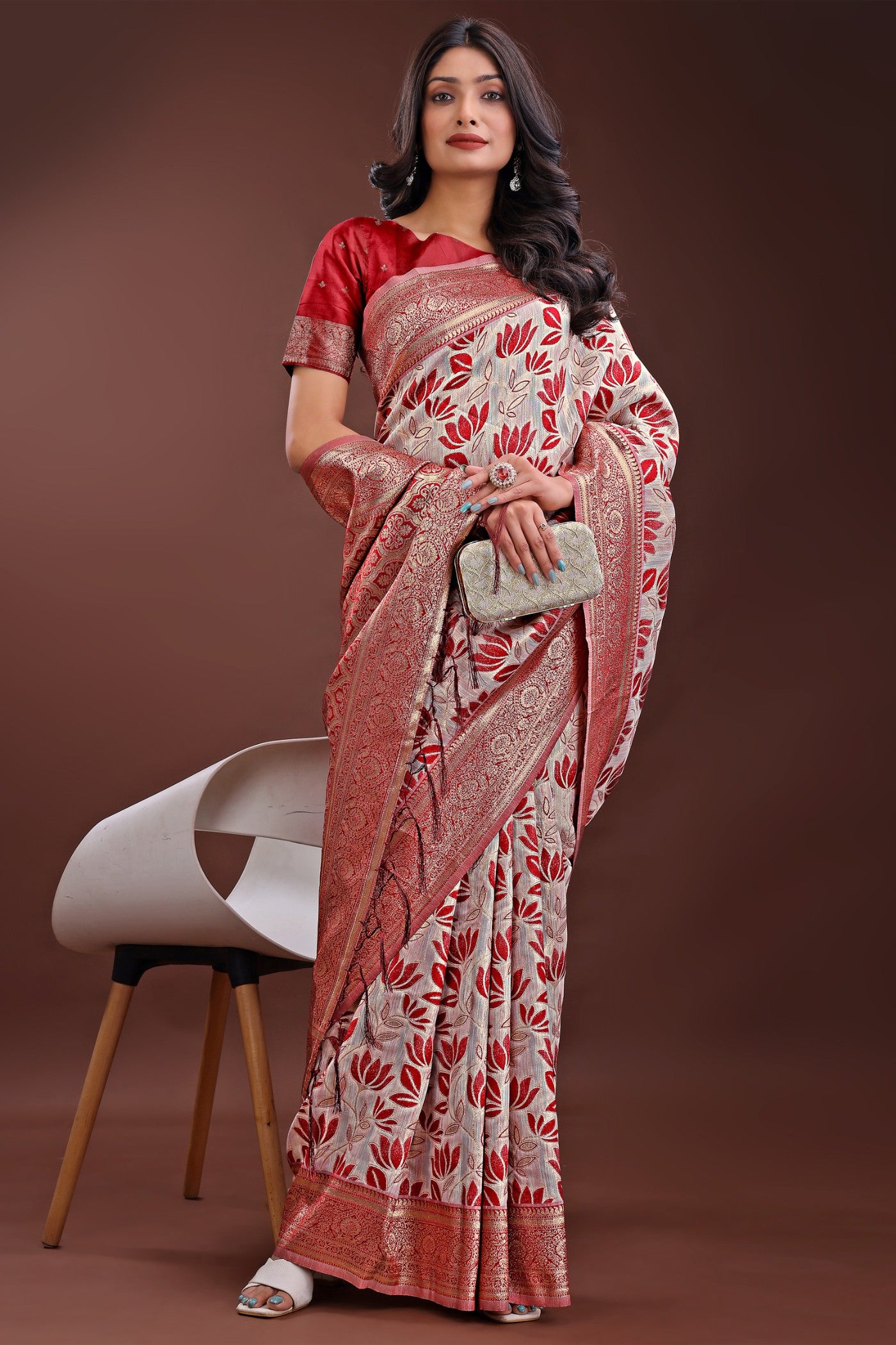 Buy MySilkLove Wine Red Linen Cotton Saree Online