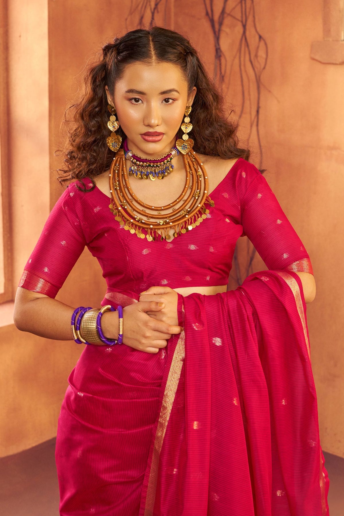 Buy MySilkLove Hot Pink Banarasi Handloom Silk Saree Online