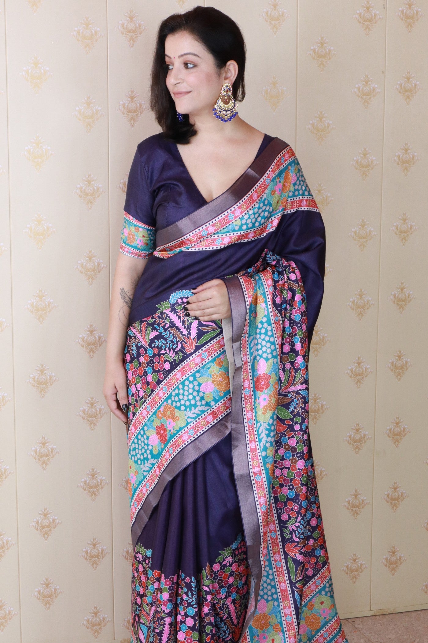 Buy MySilkLove Holy Blue Banarasi Printed Saree Online