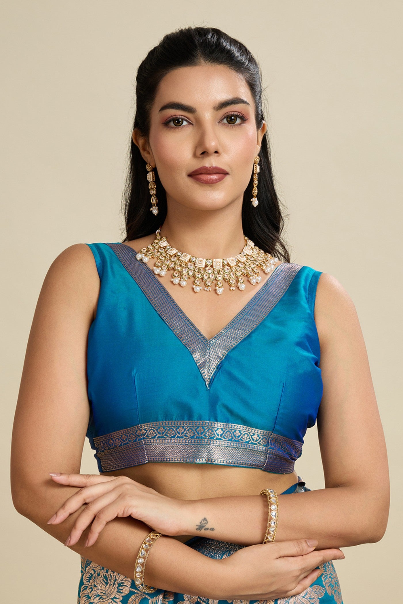 Buy MySilkLove Star Blue Zari Woven Soft Kanjivaram Saree Online