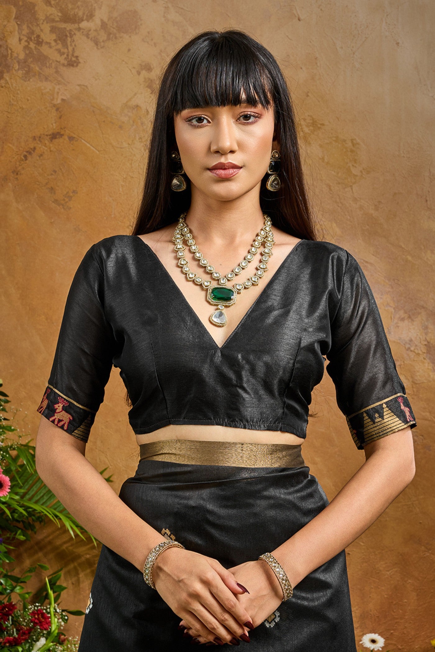 Buy MySilkLove Jade Black Tussar Handloom Silk Saree Online