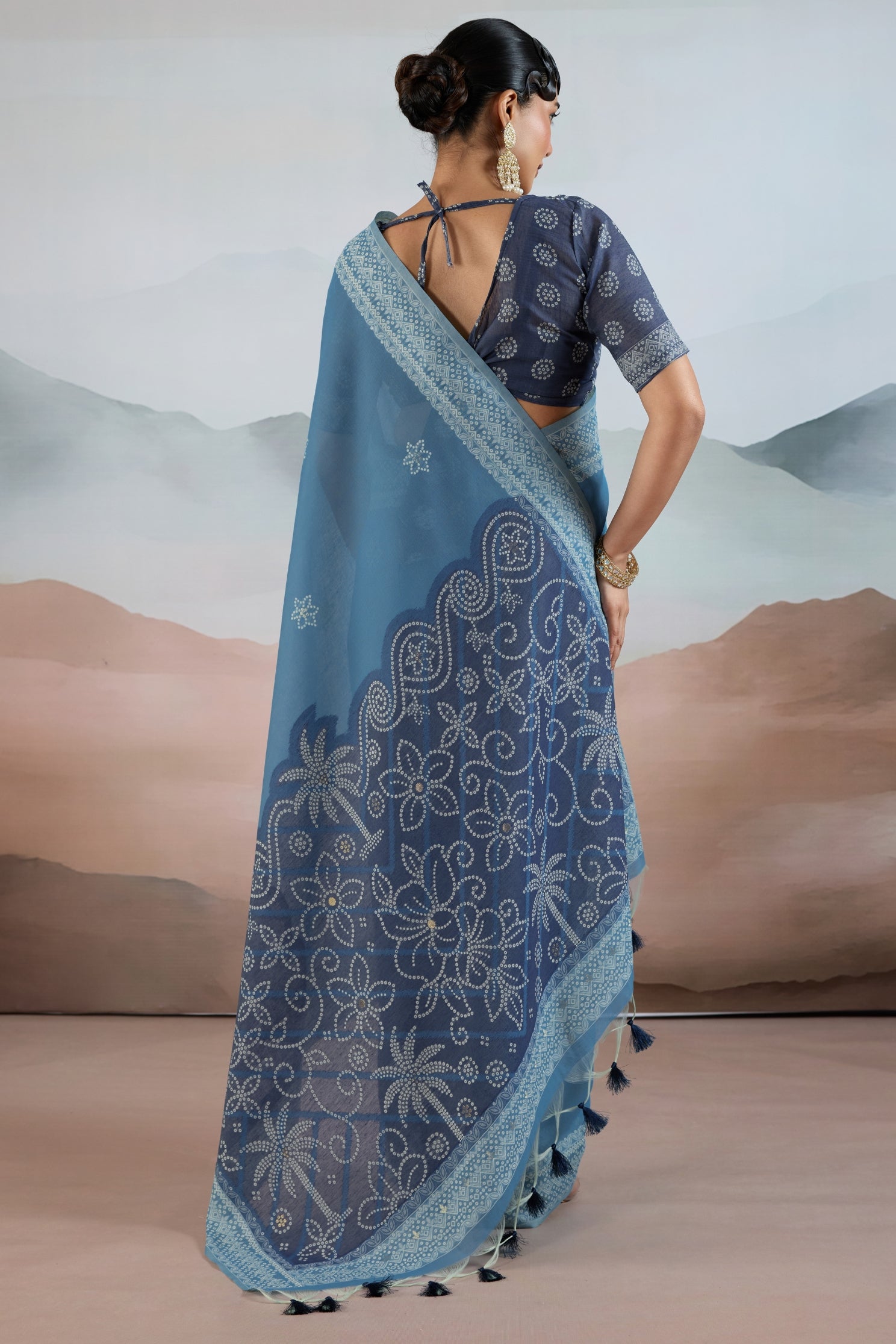 Buy MySilkLove Denim Blue Handloom Cotton Saree Online