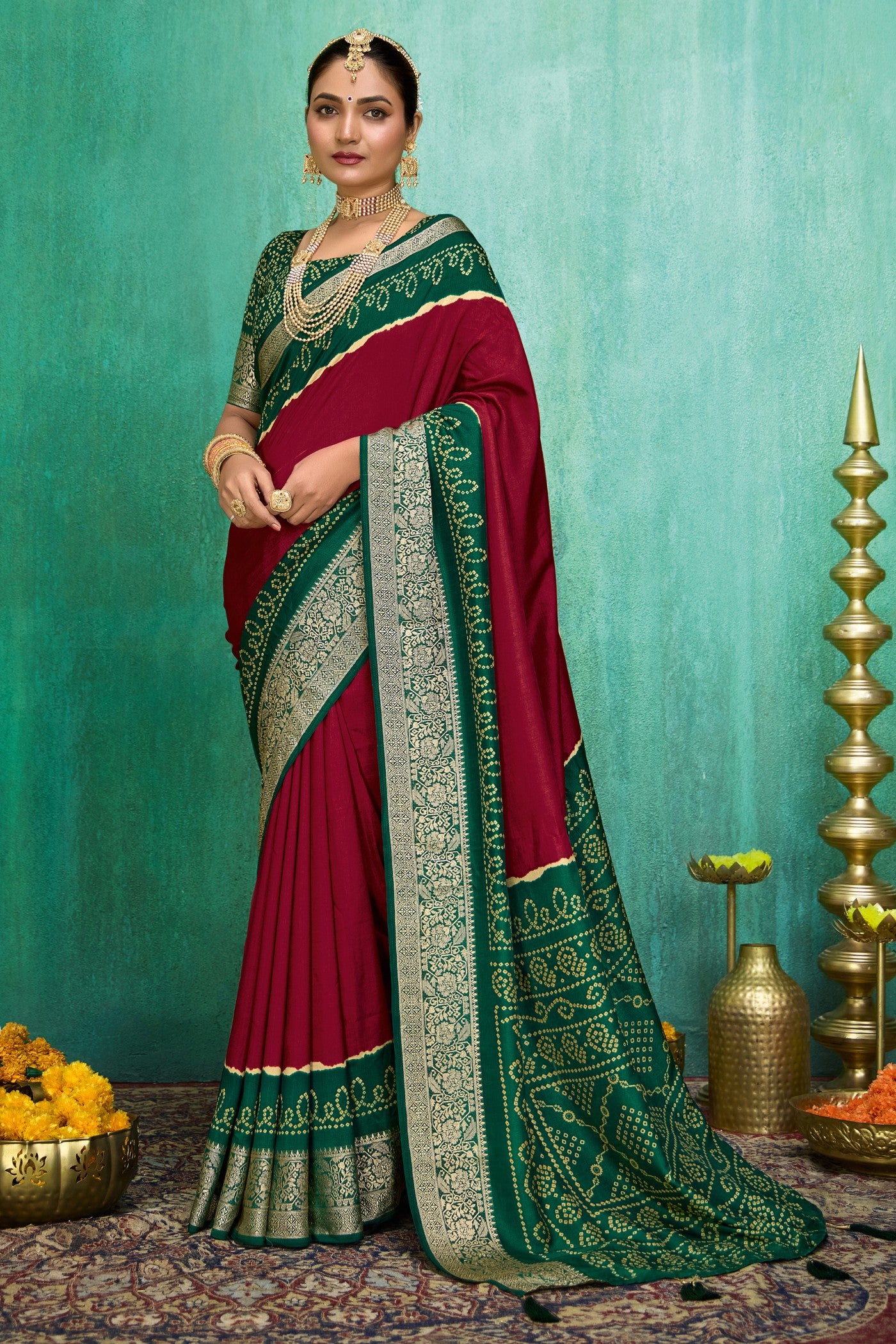 Buy MySilkLove French Purple Tussar Bandhani Silk Saree Online