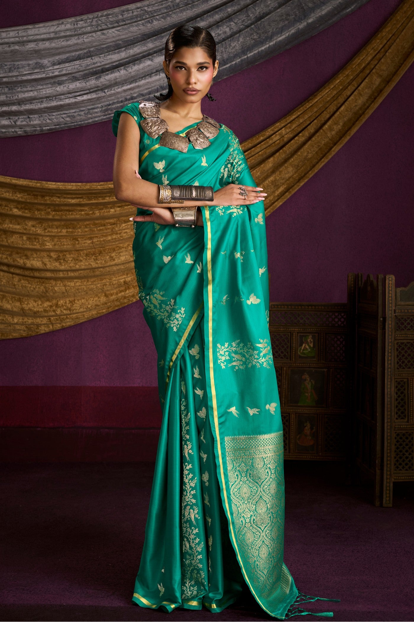 Buy MySilkLove Evergreen Handloom Satin Silk Saree Online