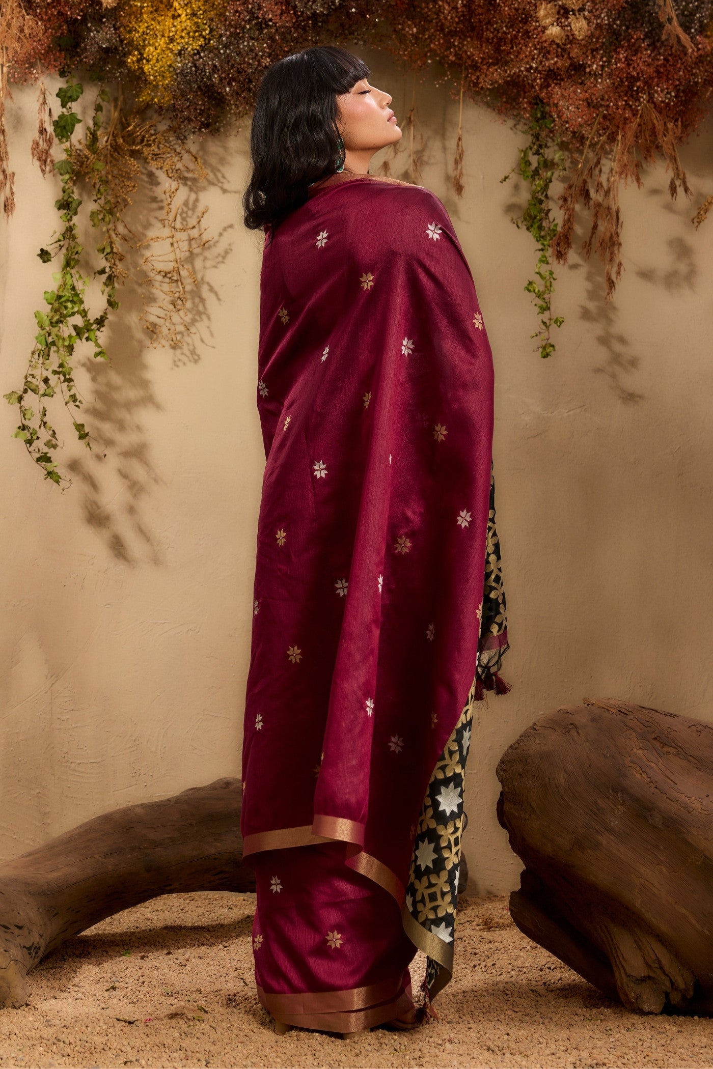 Buy MySilkLove Mahogany Red Tussar Handloom Silk Saree Online