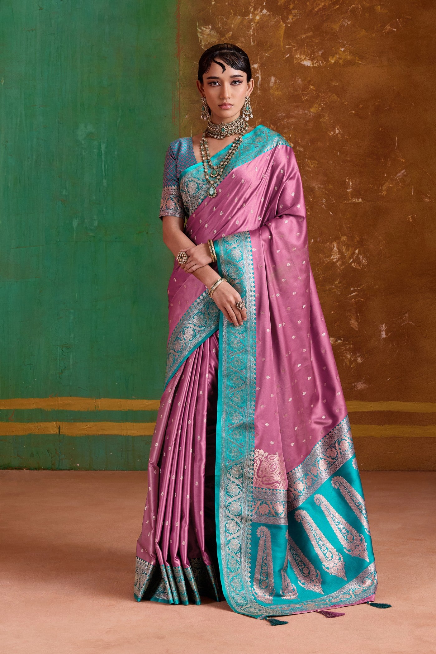 Buy MySilkLove Dolly Pink Handloom Satin Silk Saree Online