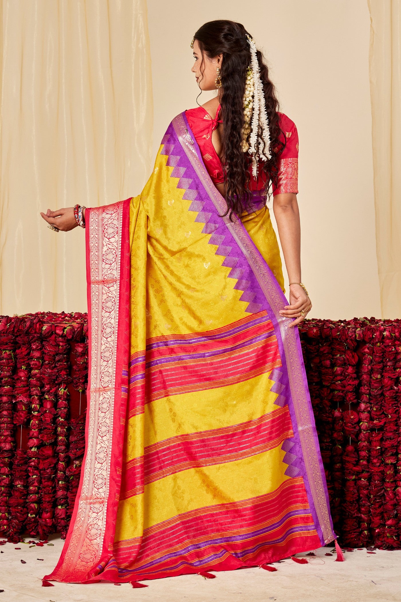 Buy MySilkLove Muddy Yellow Tussar Printed Silk Saree Online