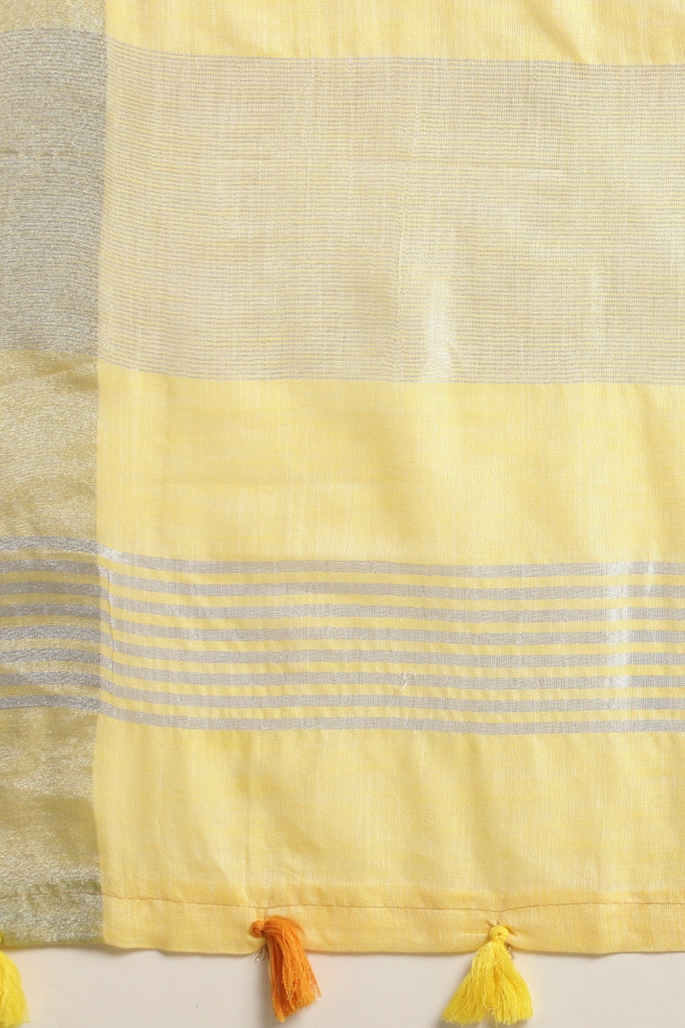 Buy MySilkLove Pastel Yellow Woven Linen Cotton Saree Online