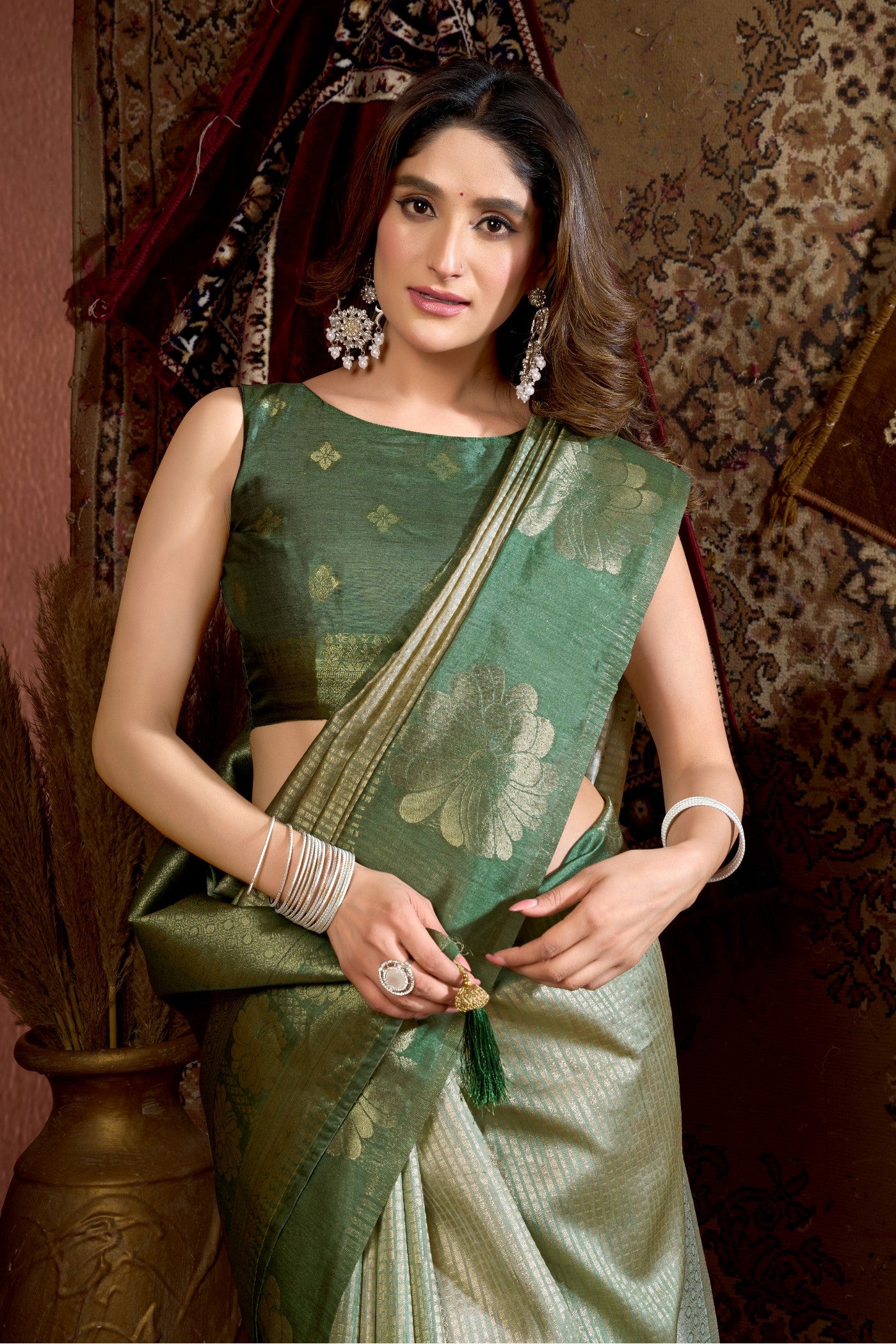 MySilkLove Green Spring Banarasi Soft Silk Saree
