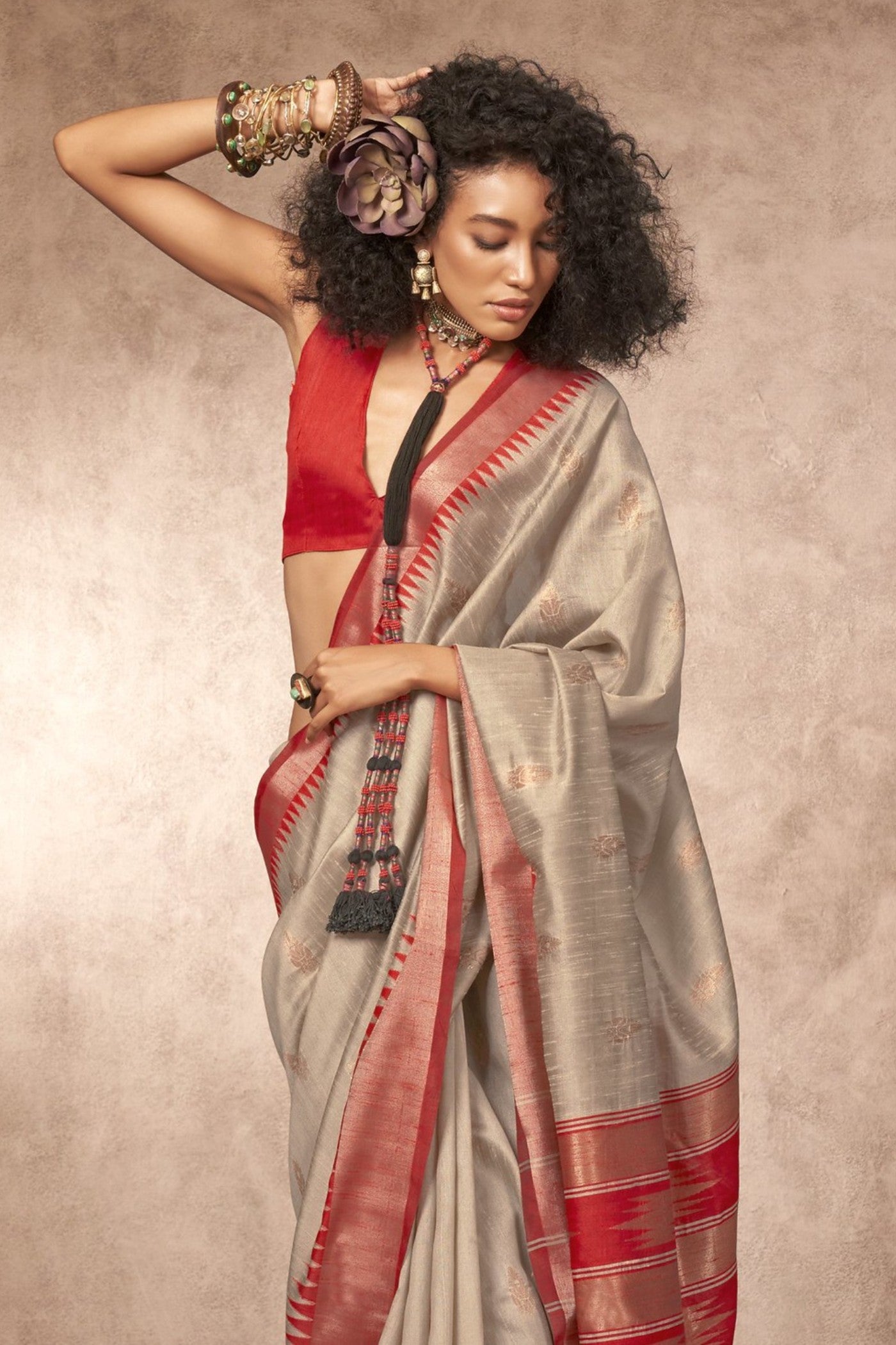Buy MySilkLove Santolina Grey Bhagalpuri Handloom Saree Online