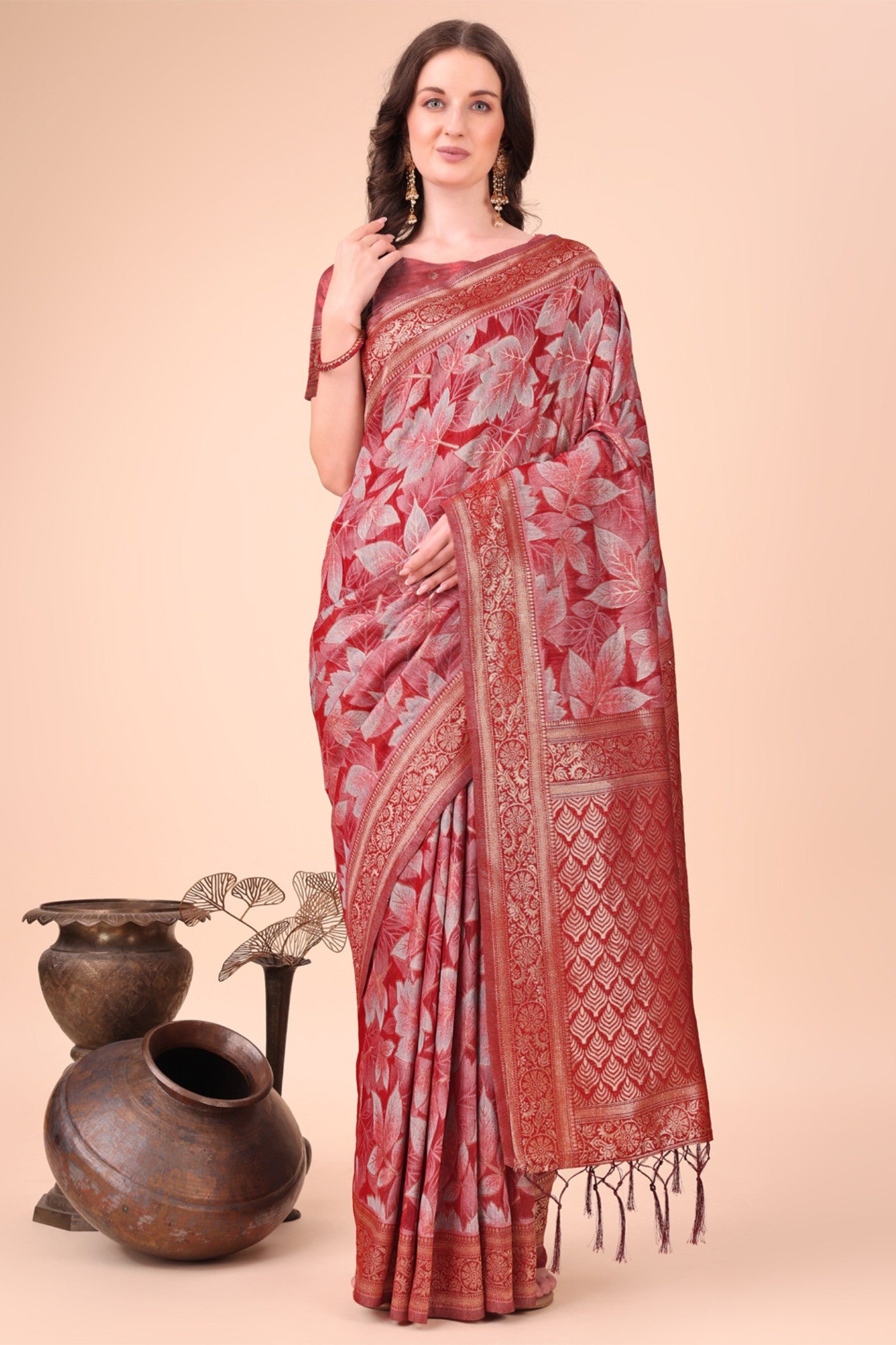 Buy MySilkLove Chilli Red Woven Cotton Saree Online