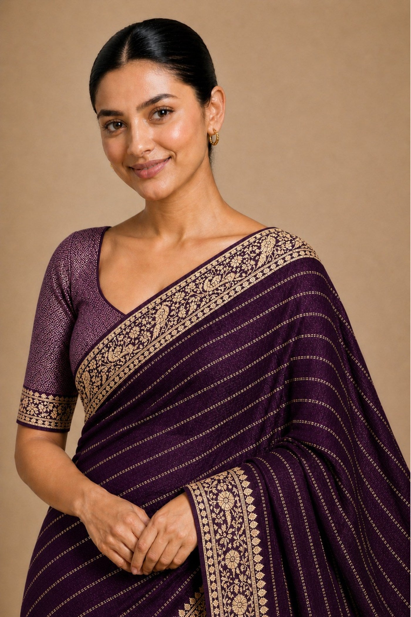 Buy MySilkLove Wine Purple Woven Chiffon Saree Online