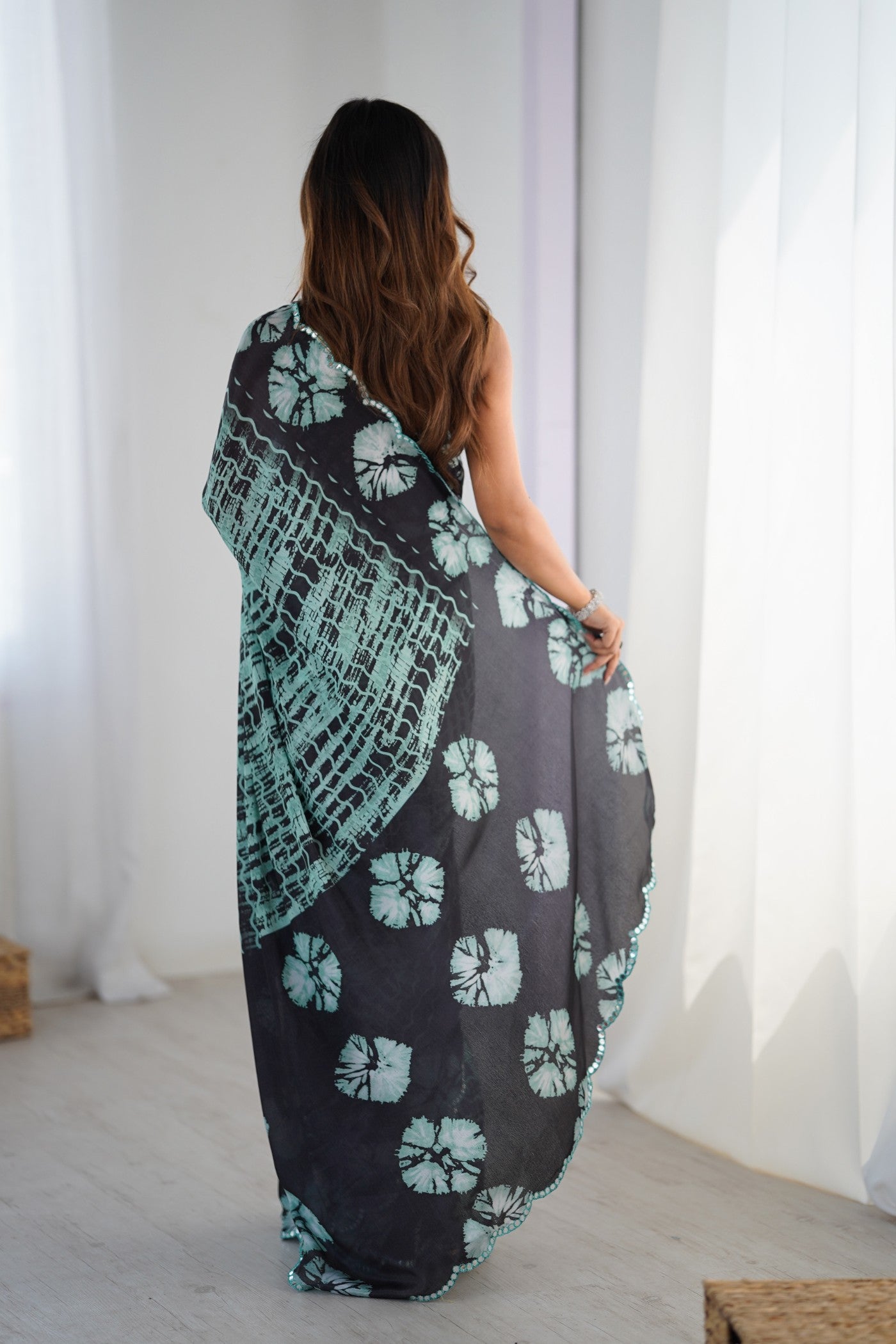 Buy MySilkLove Como Green Chinon Partywear Saree Online