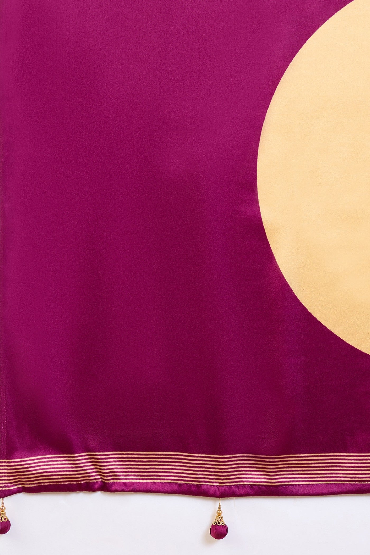 Buy MySilkLove Fawn Cream and Purple Stripe Ajrakh Printed Satin Crepe Silk Saree Online