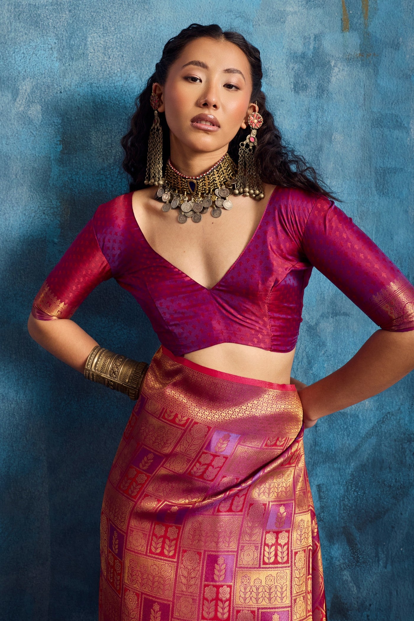 Buy MySilkLove Han Purple Kanjivaram Handloom Saree Online