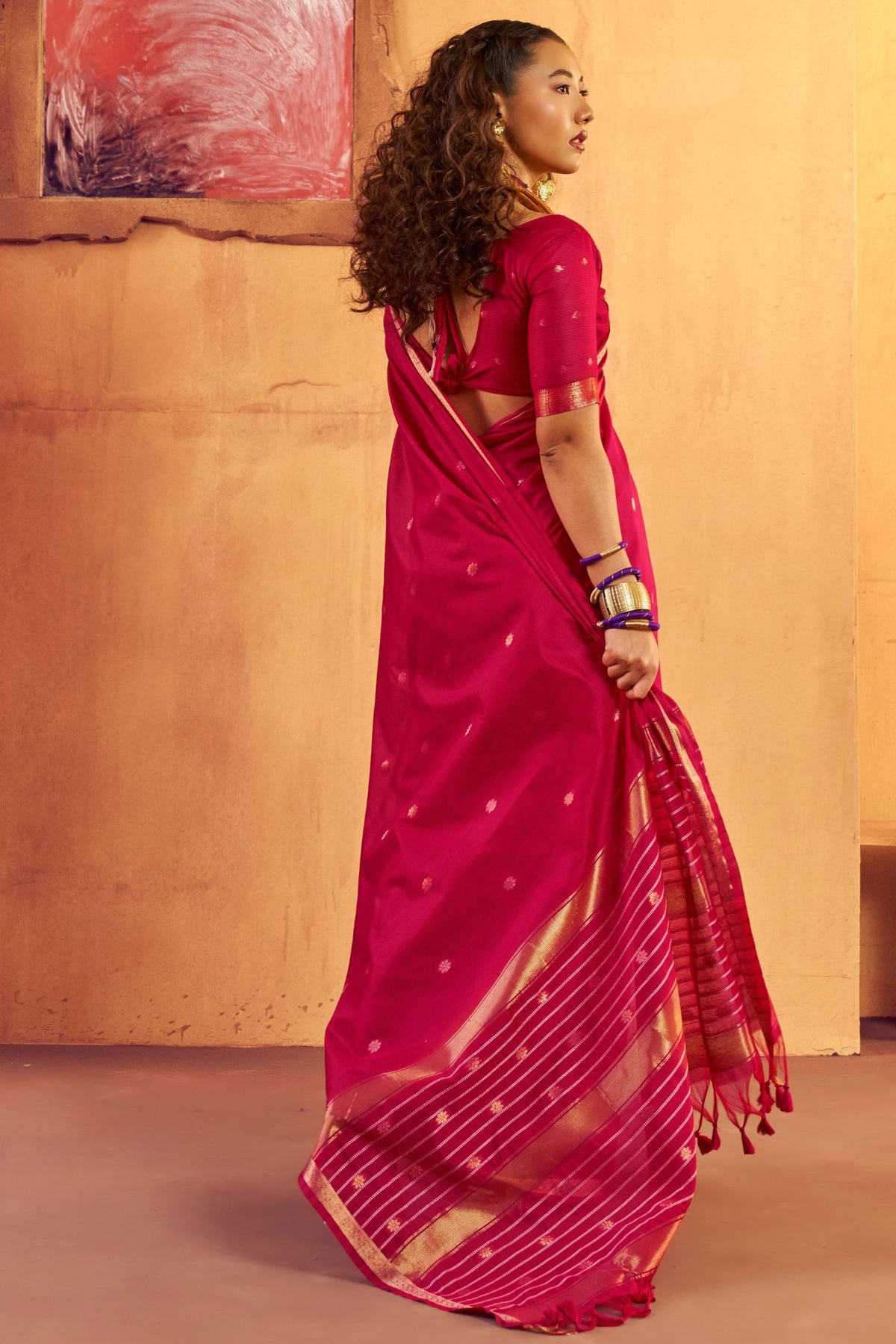 Buy MySilkLove Hot Pink Banarasi Handloom Silk Saree Online